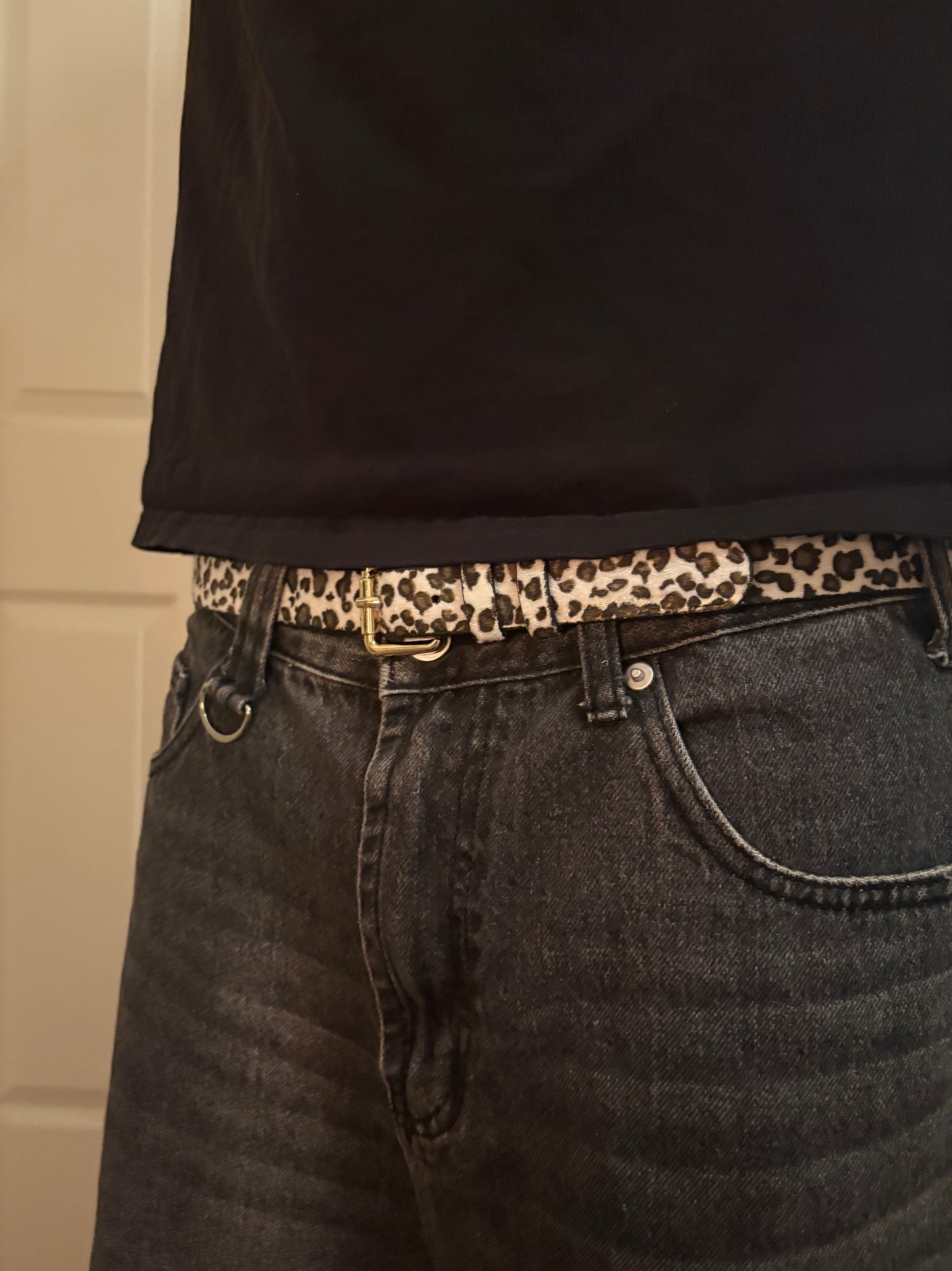 Belt , white leopard cheetah print belt