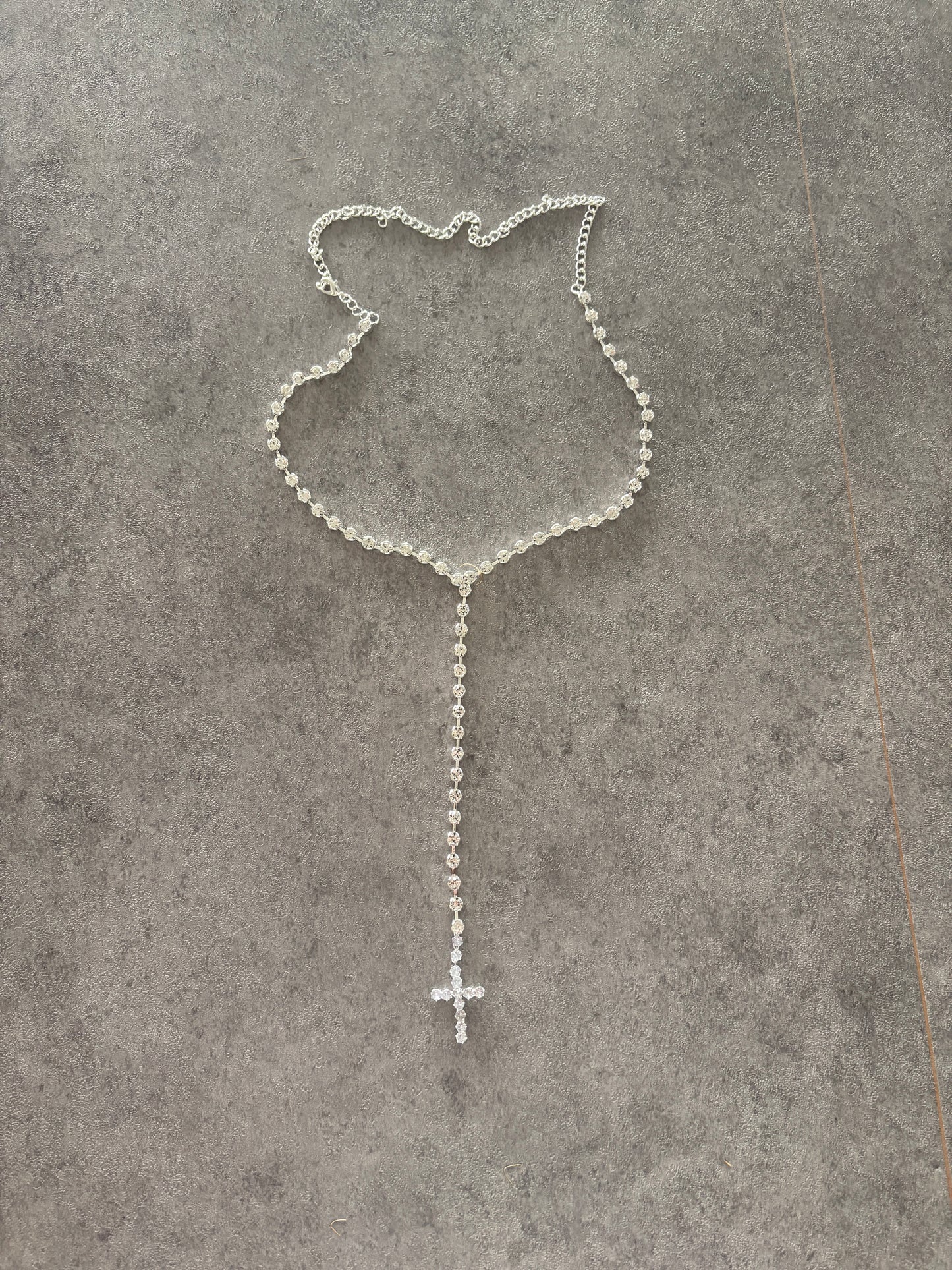 Necklace, Silver rhinestone crystal necklace