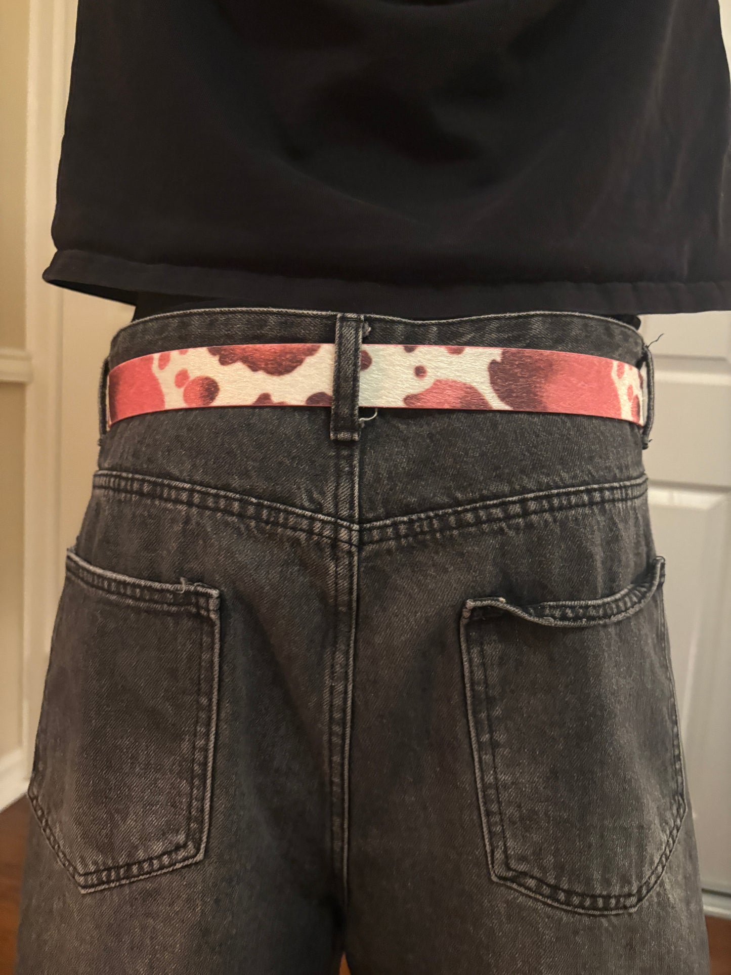 Belt , pink cow print belt