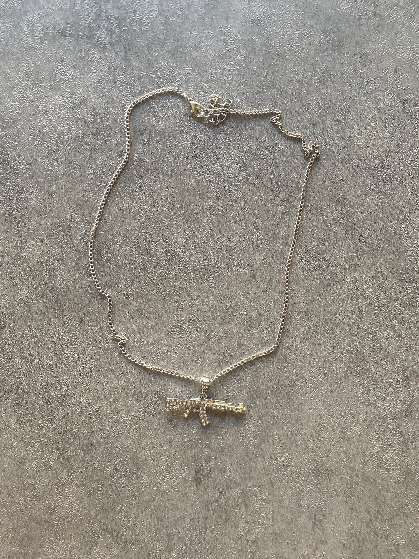 Necklace , Silver rhinestone rifle chain