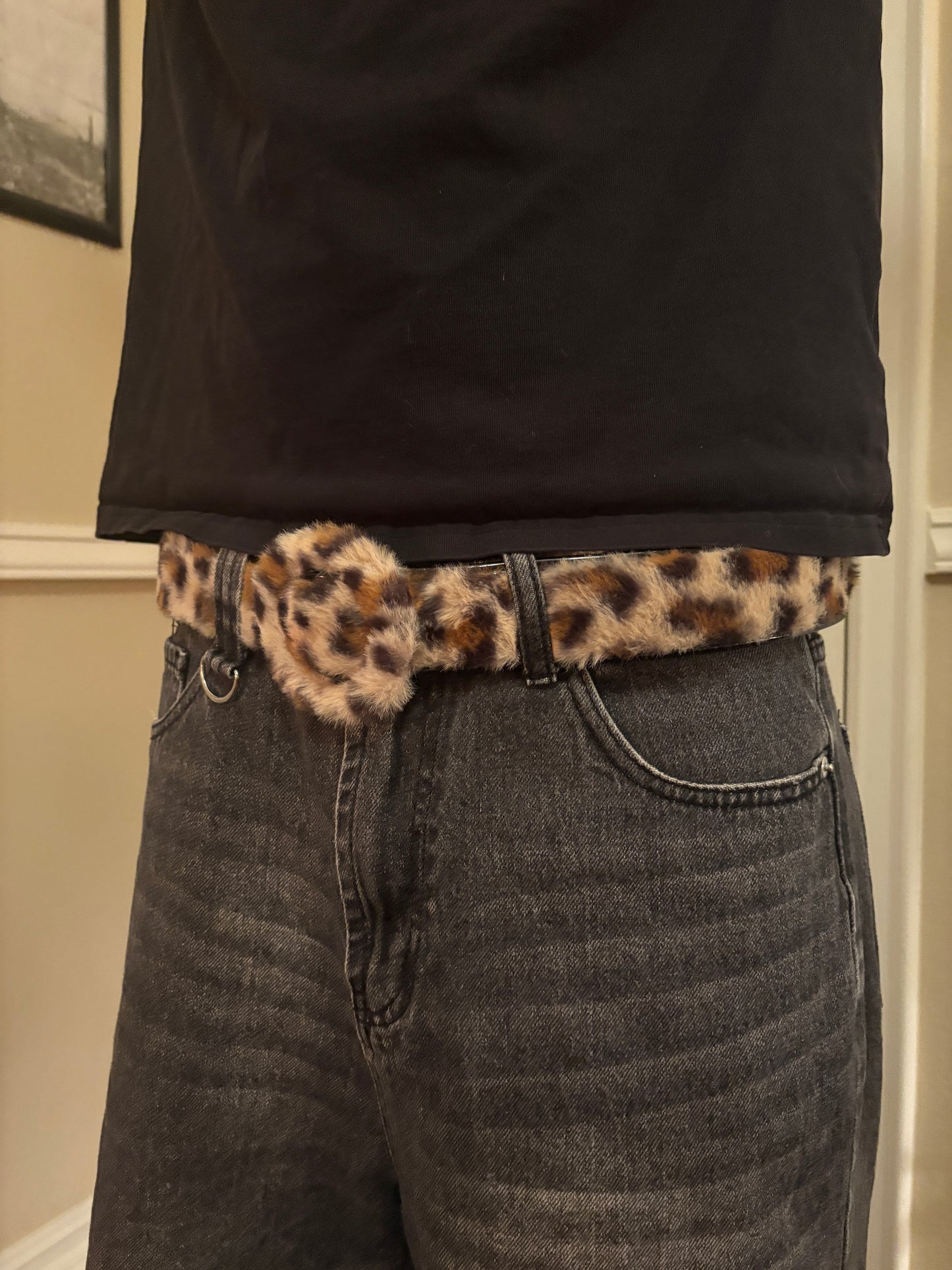 Belt , fur leopard print belt v2