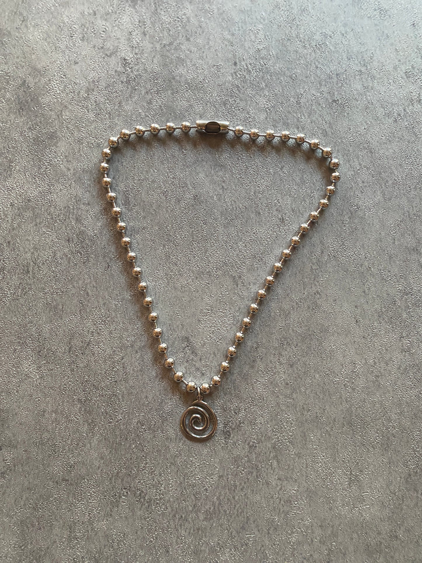 Necklace, Silver beaded swirl chain