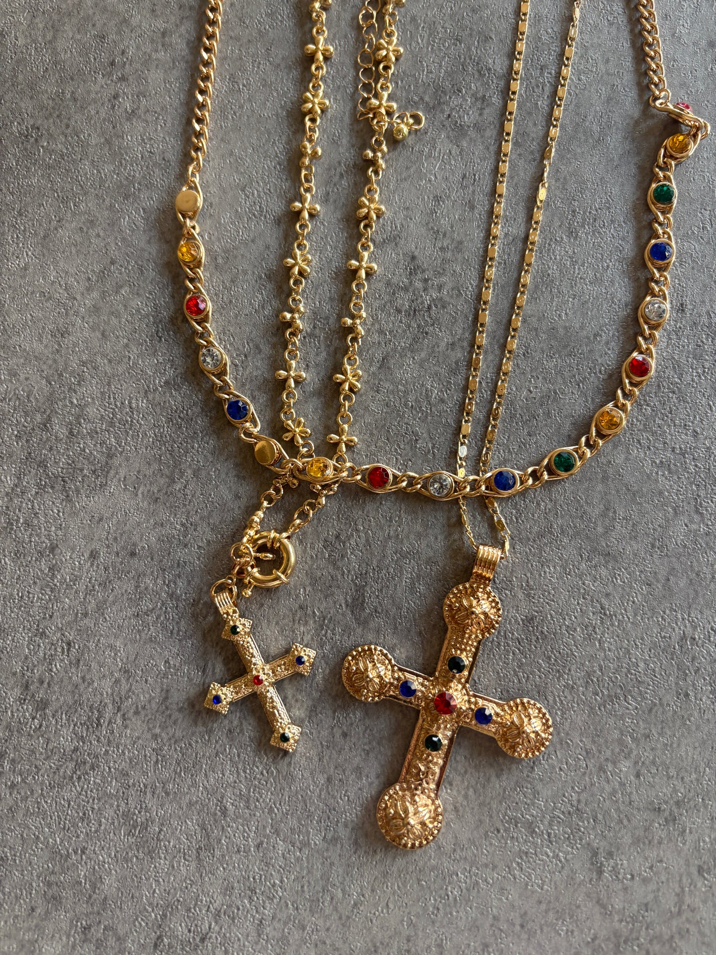 Necklace , Gold cross gemstone bundle (3)