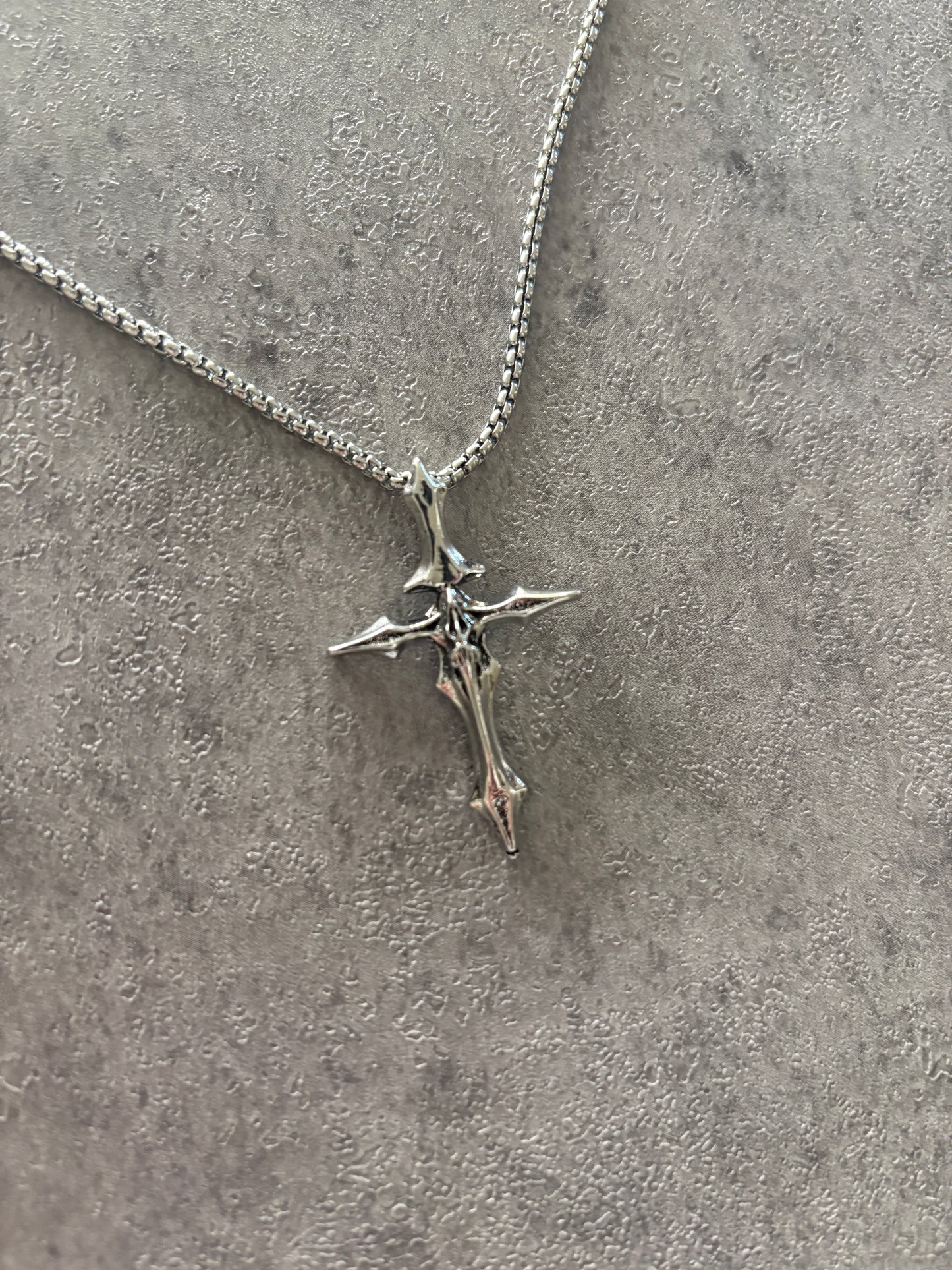 Necklace , Y2K Silver skull cross necklace