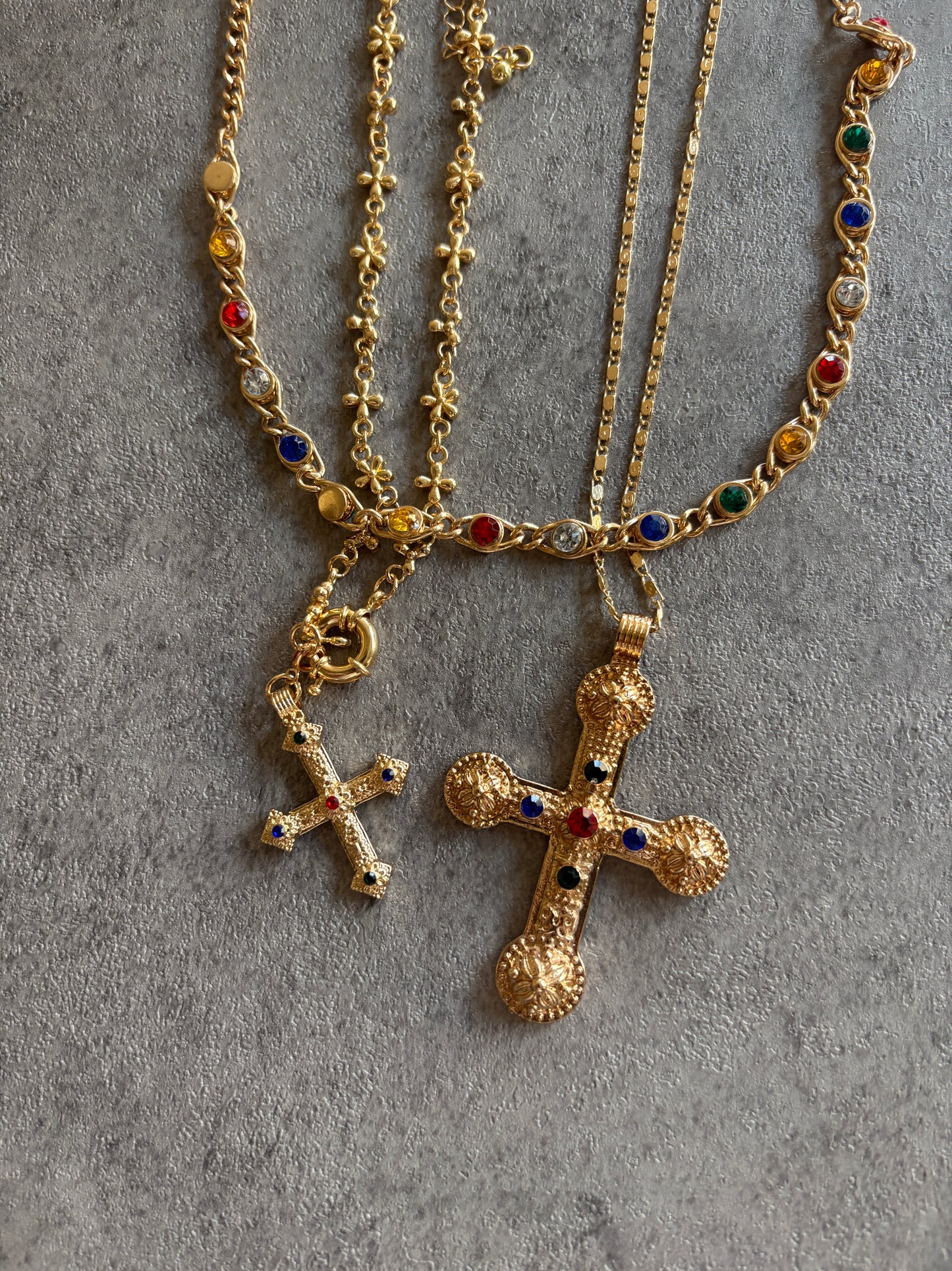 Necklace , Gold cross gemstone bundle (3)