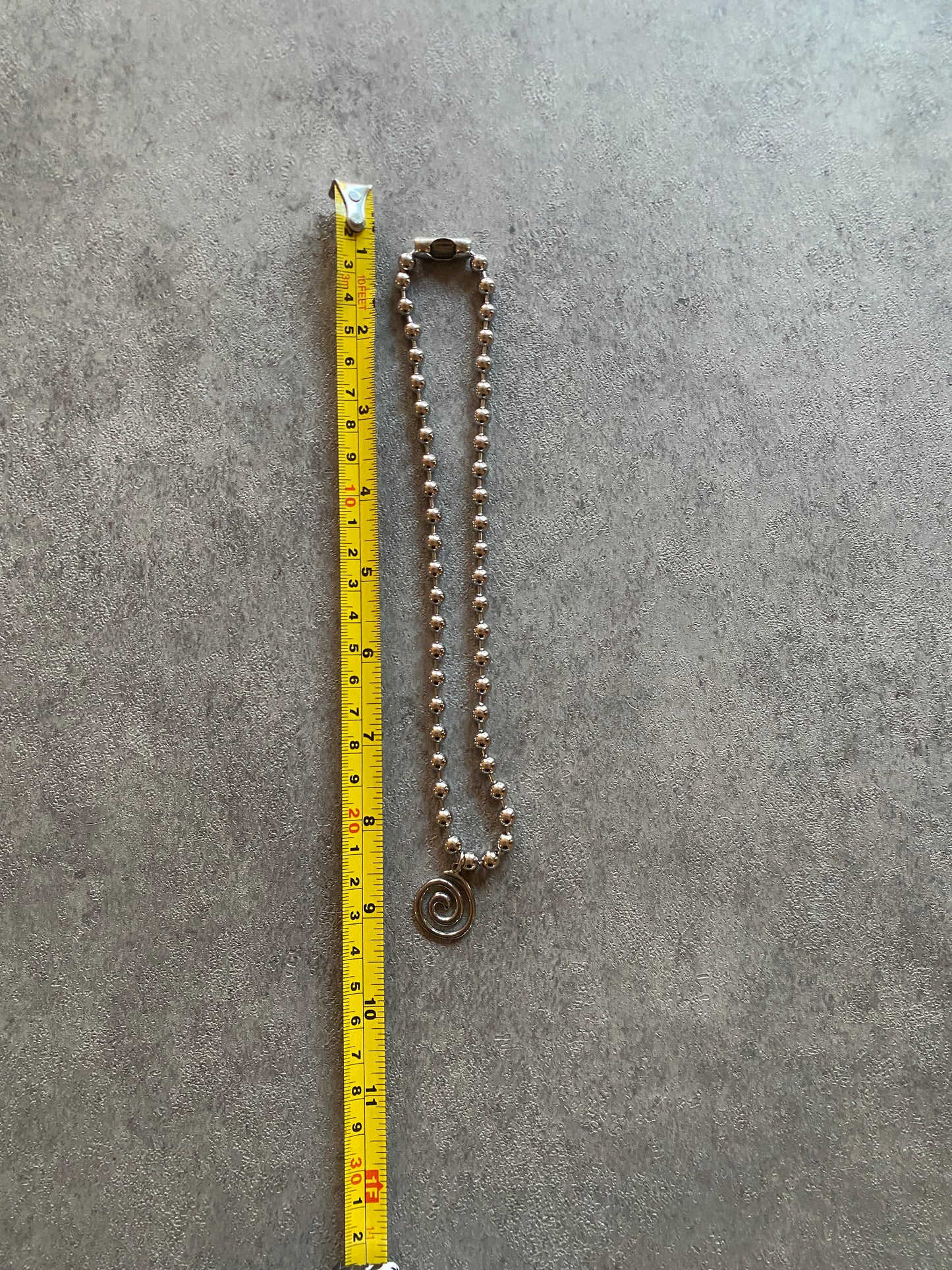 Necklace, Silver beaded swirl chain