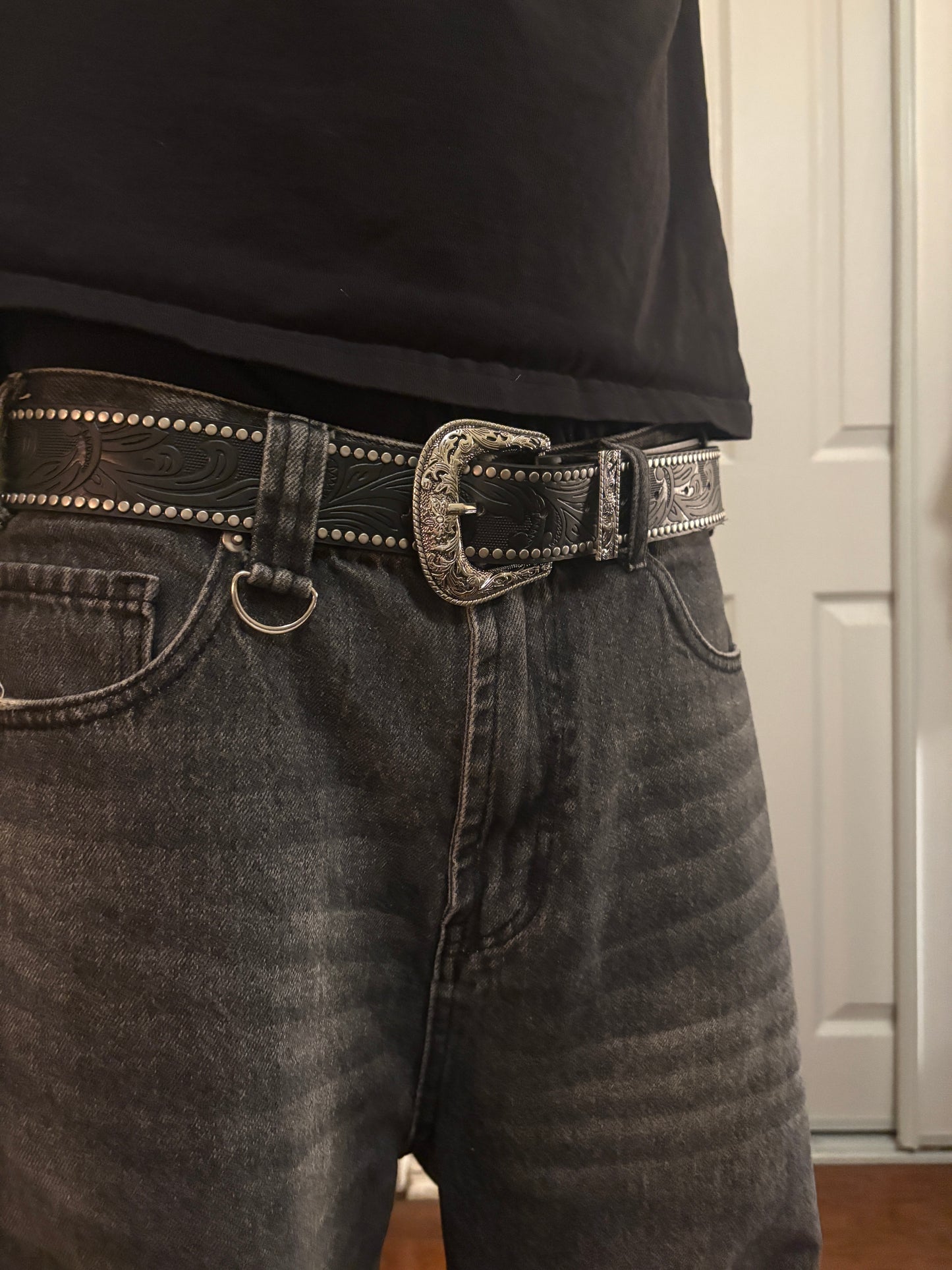 Belt , black Hawaiian studded belt