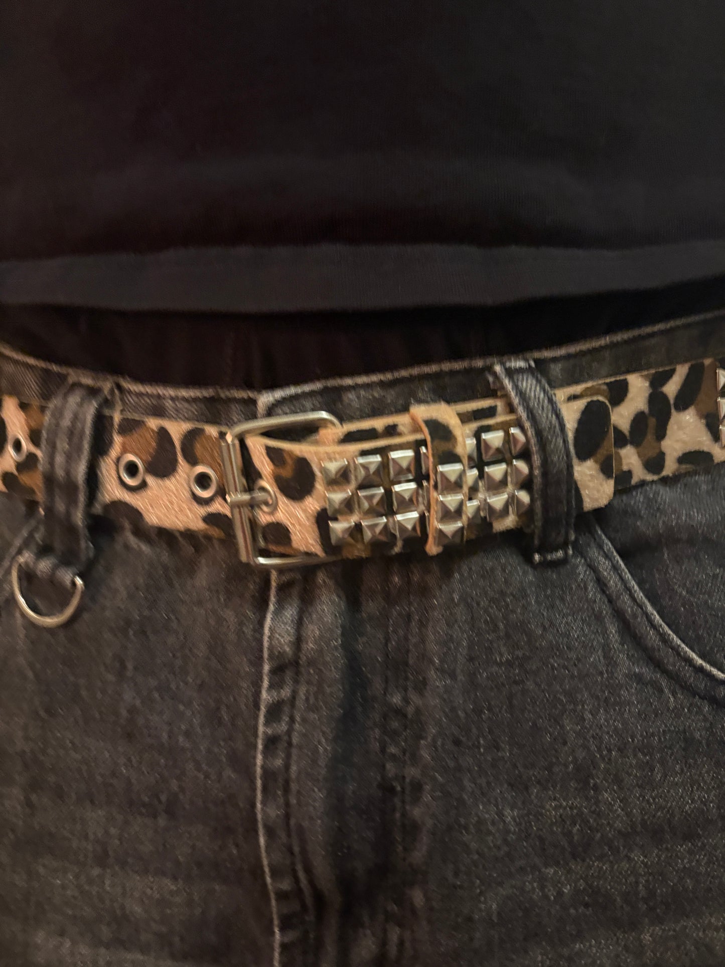 Belt , studded leopard belt