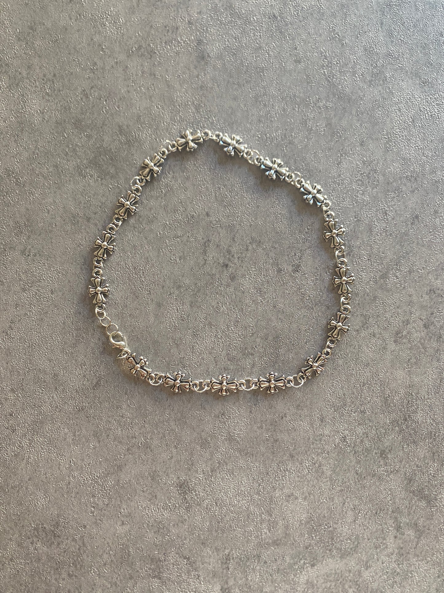 Necklace , silver chrome cross chain necklace
