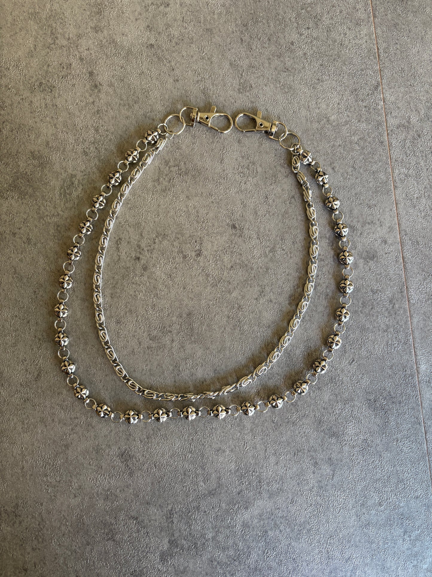 Side chain, Y2K cross double layered chain