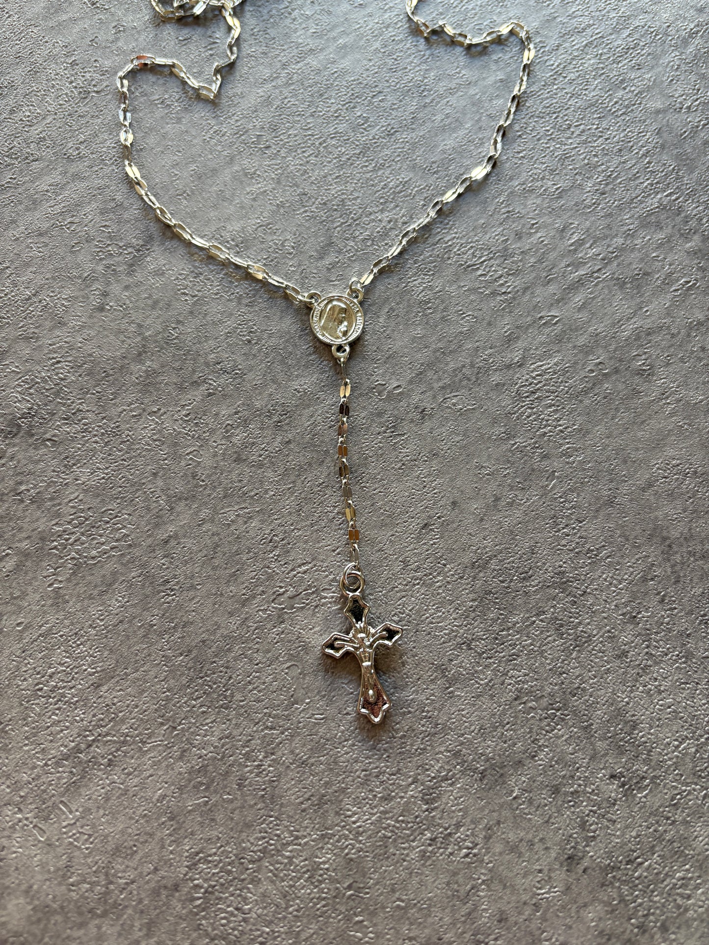 Necklace , Silver cross rosary