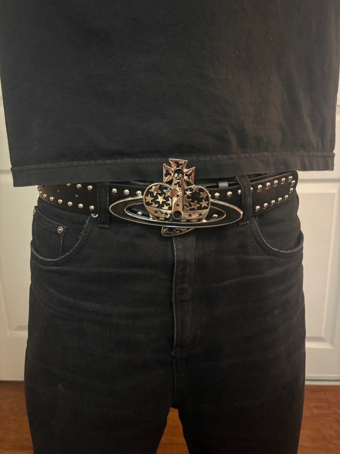 Belt , black studded Saturn heart belt