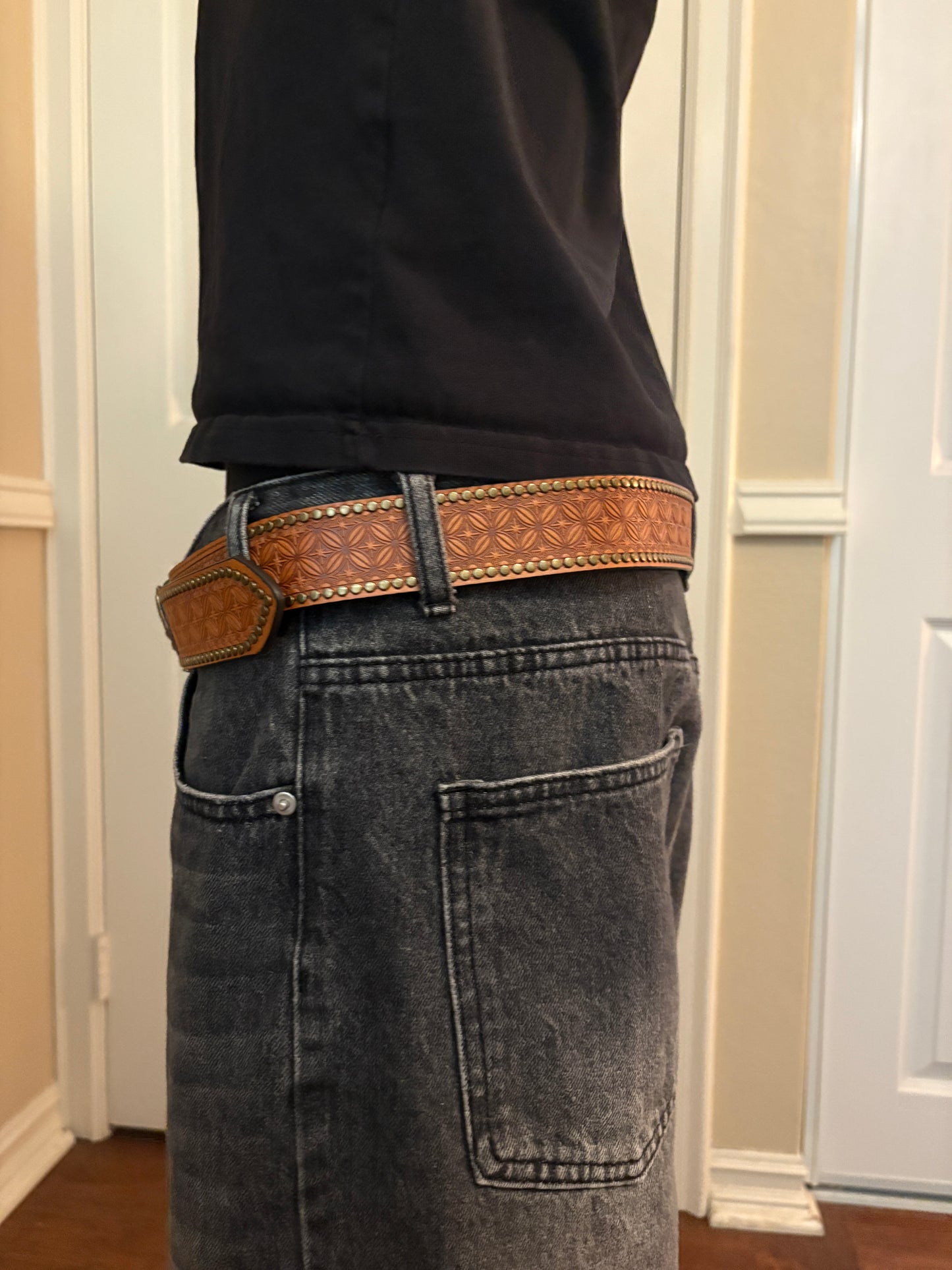 Belt , studded running horse belt