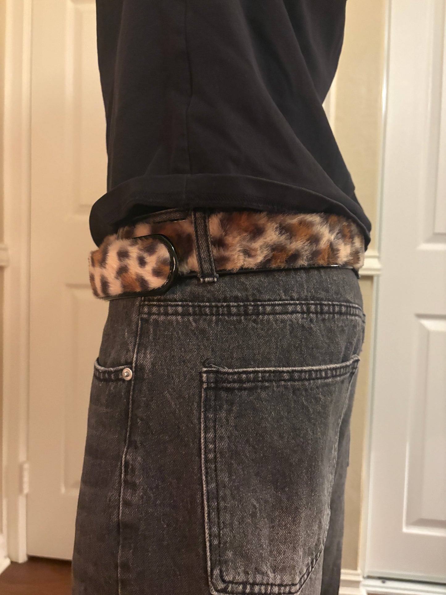 Belt , fur leopard print belt v2