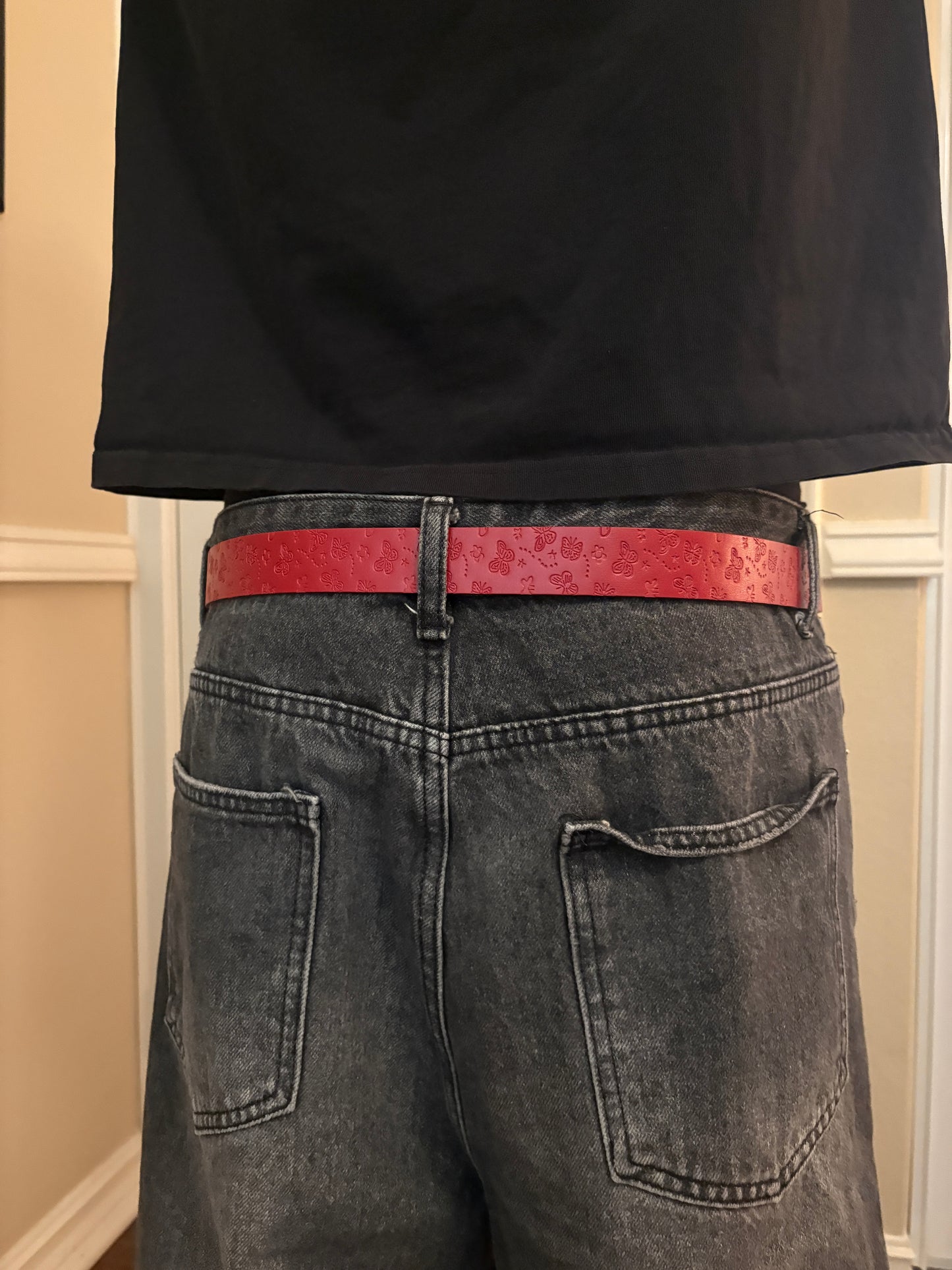 Belt, red butterfly belt