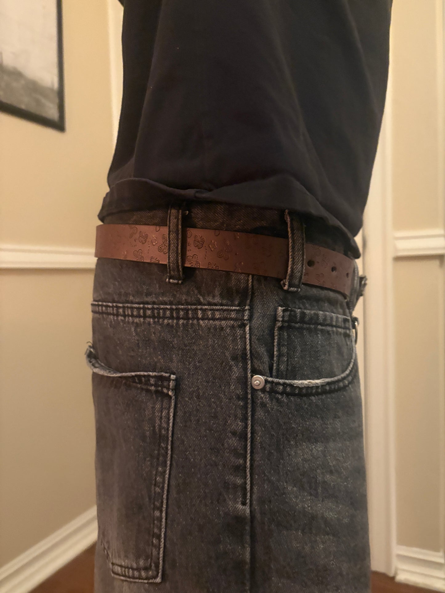 Belt , brown flower butterfly belt