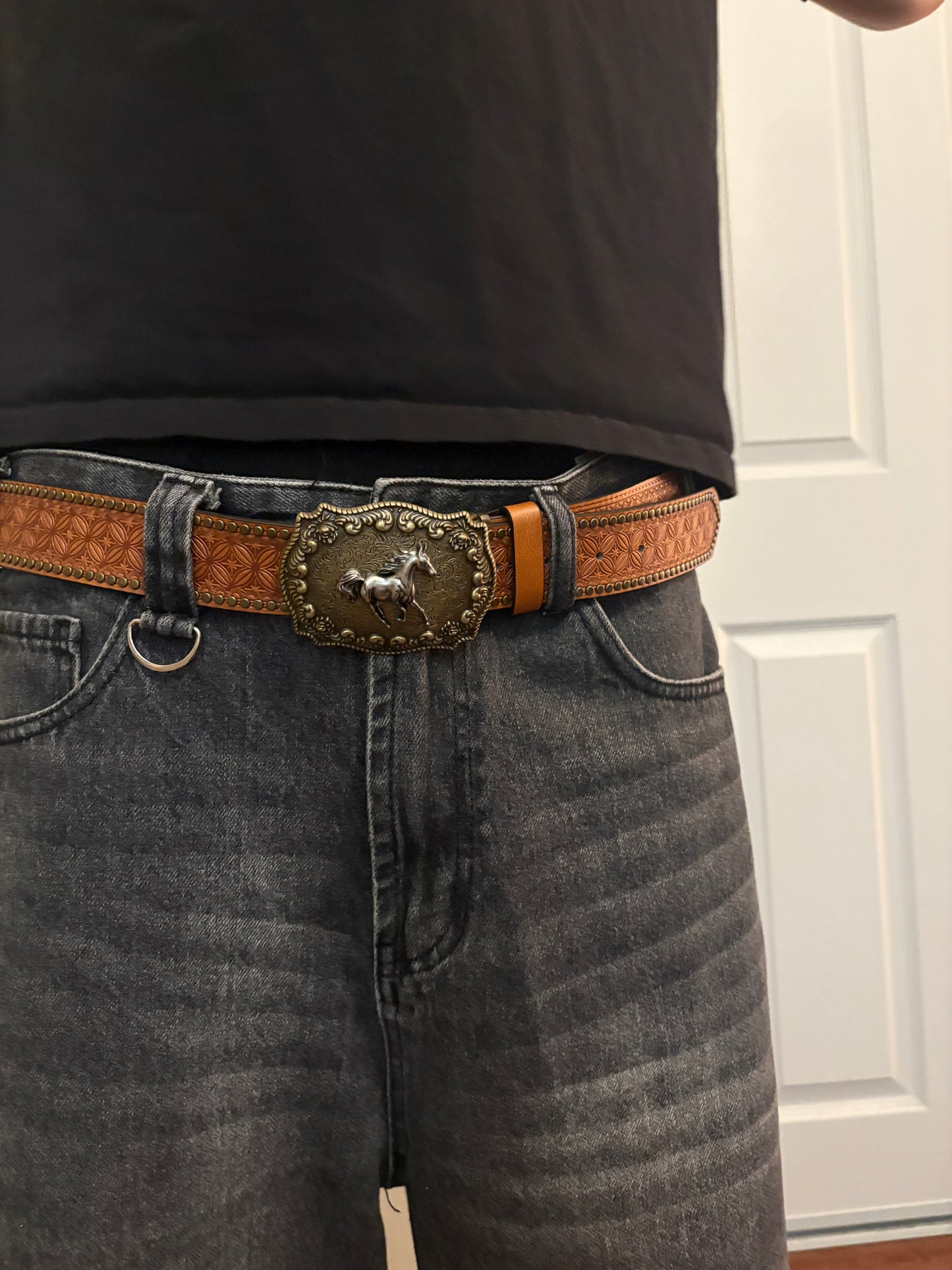 Belt , studded running horse belt