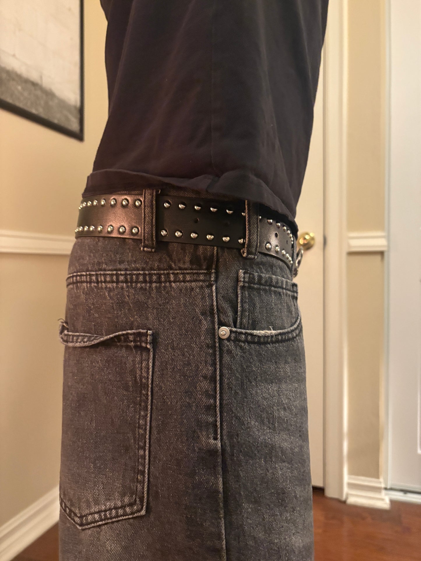 Belt , studded black cross belt