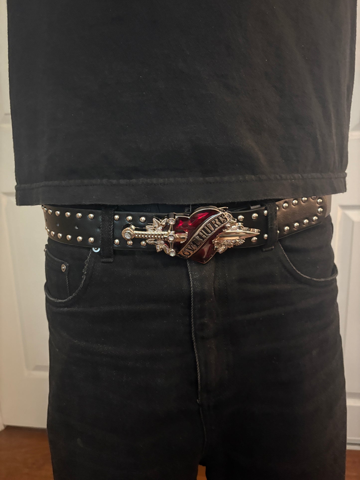 Belt , black studded sword belt