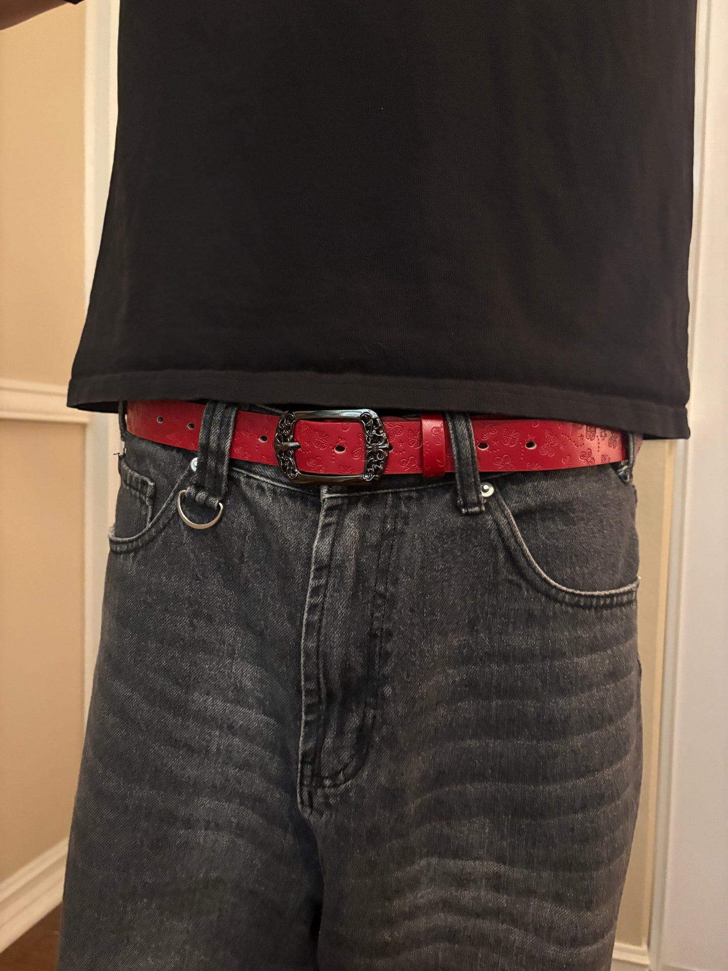 Belt, red butterfly belt