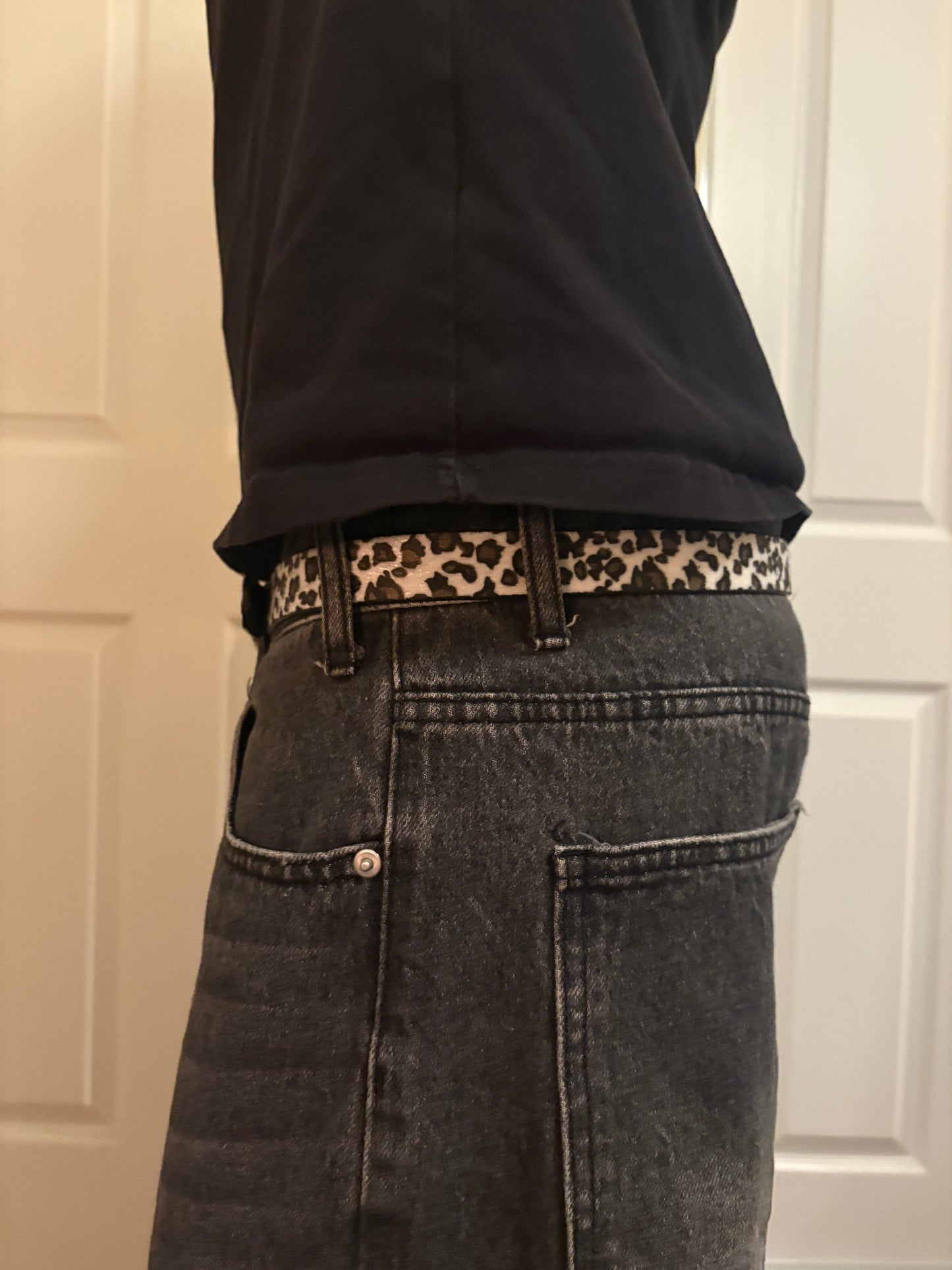 Belt , white leopard cheetah print belt