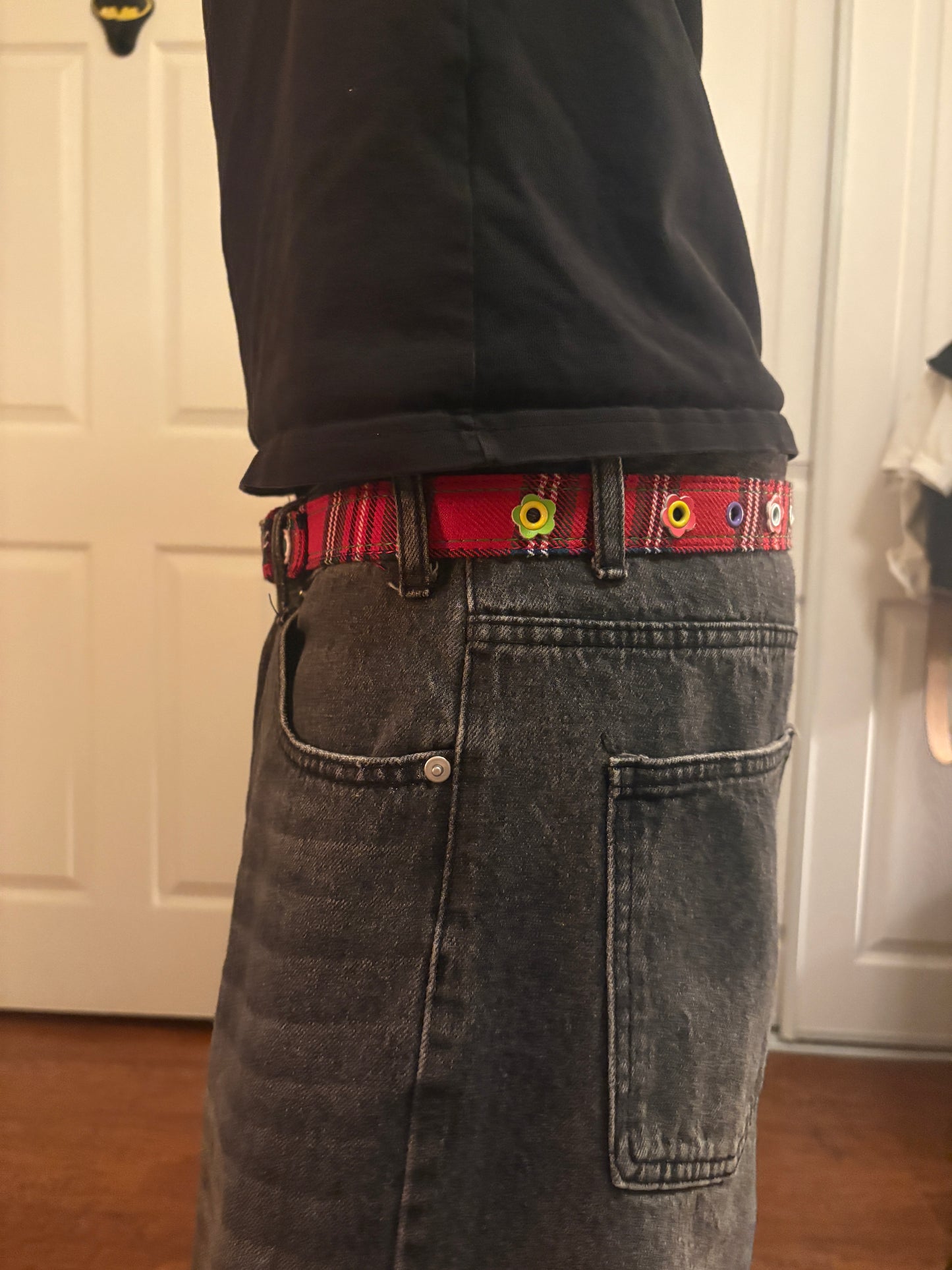 Belt , Red flannel plaid print belt
