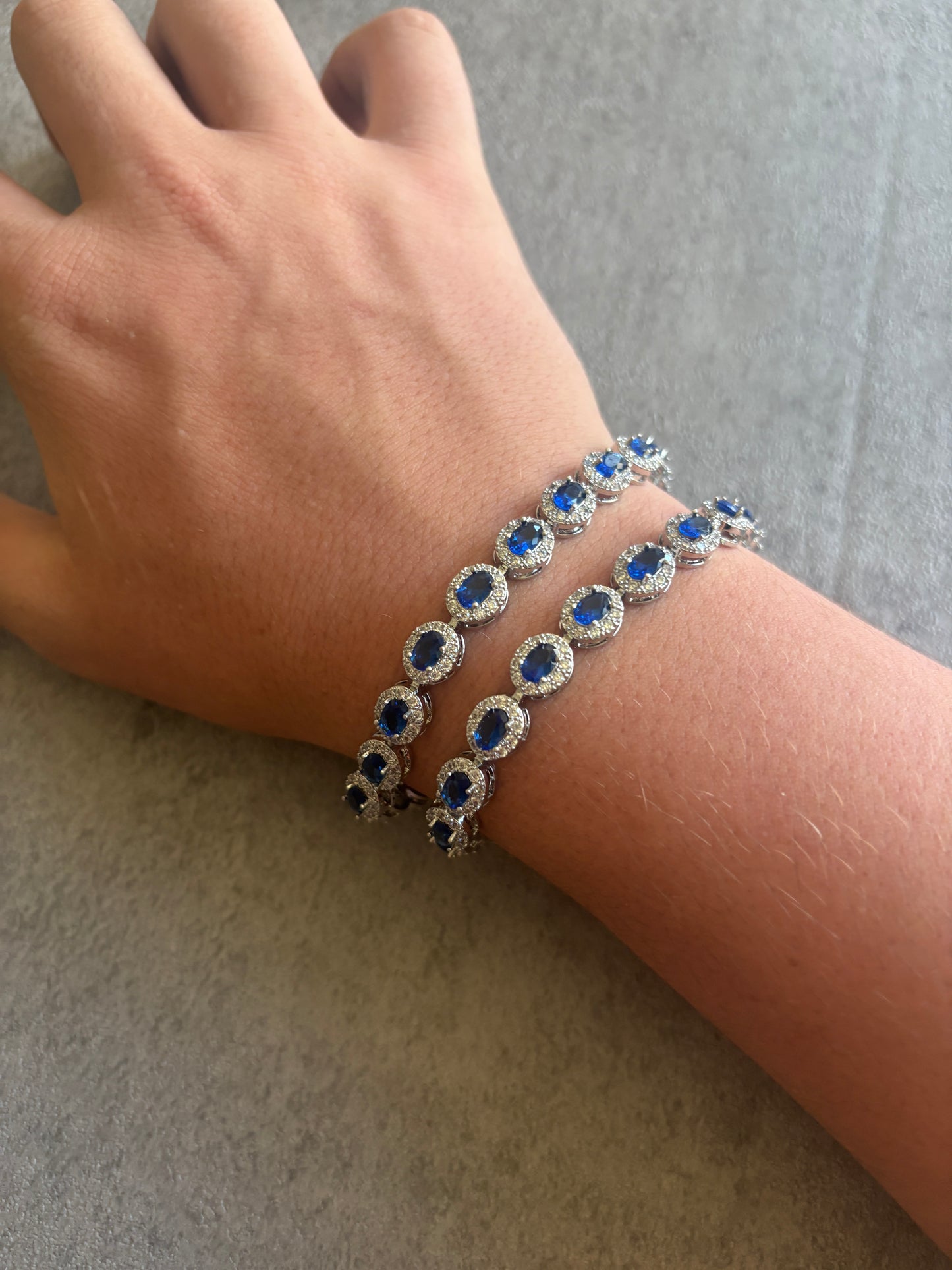 Bracelet , silver blue crystal flex bracelet