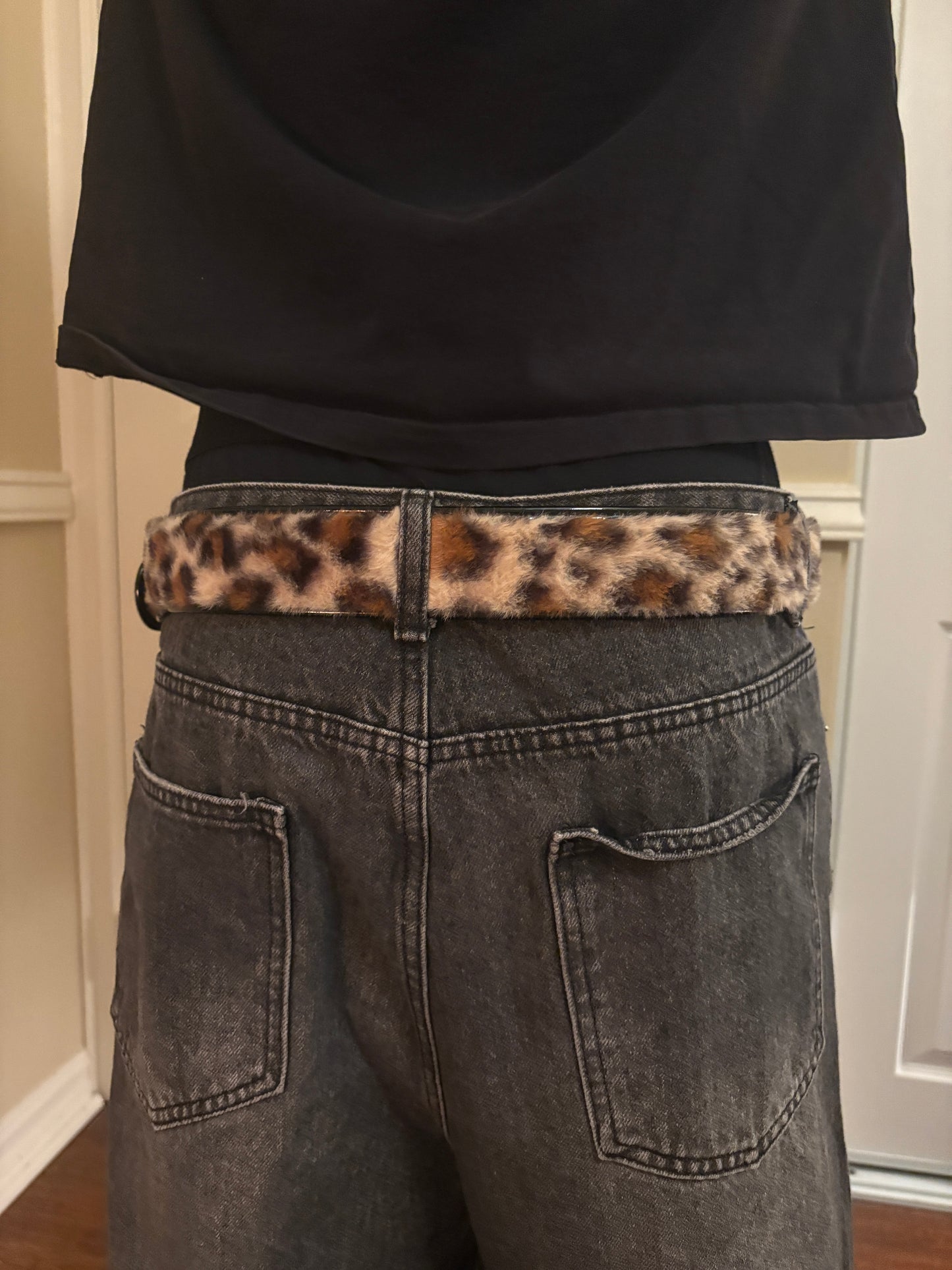 Belt , fur leopard print belt v2