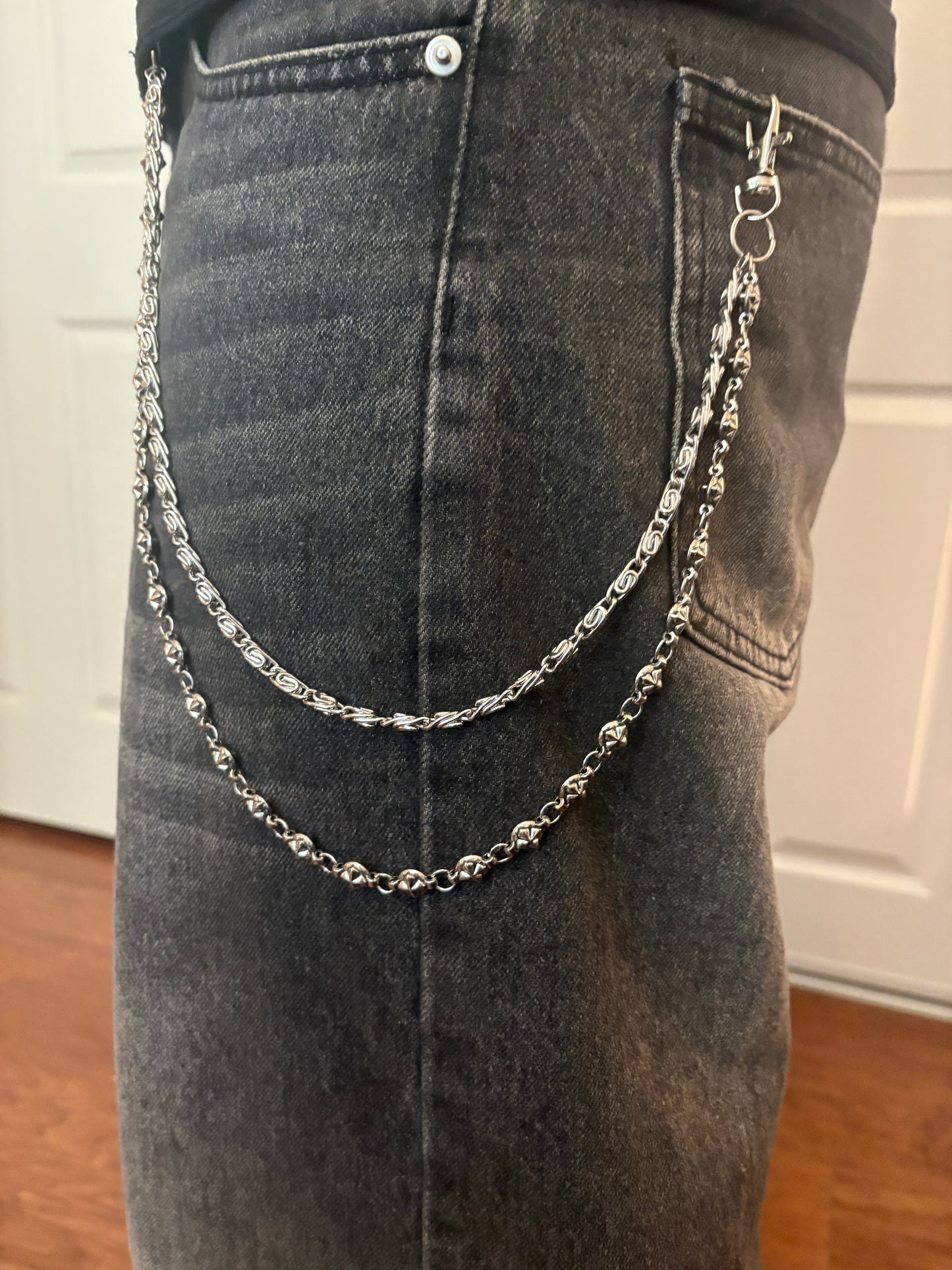 Side chain, Y2K cross double layered chain