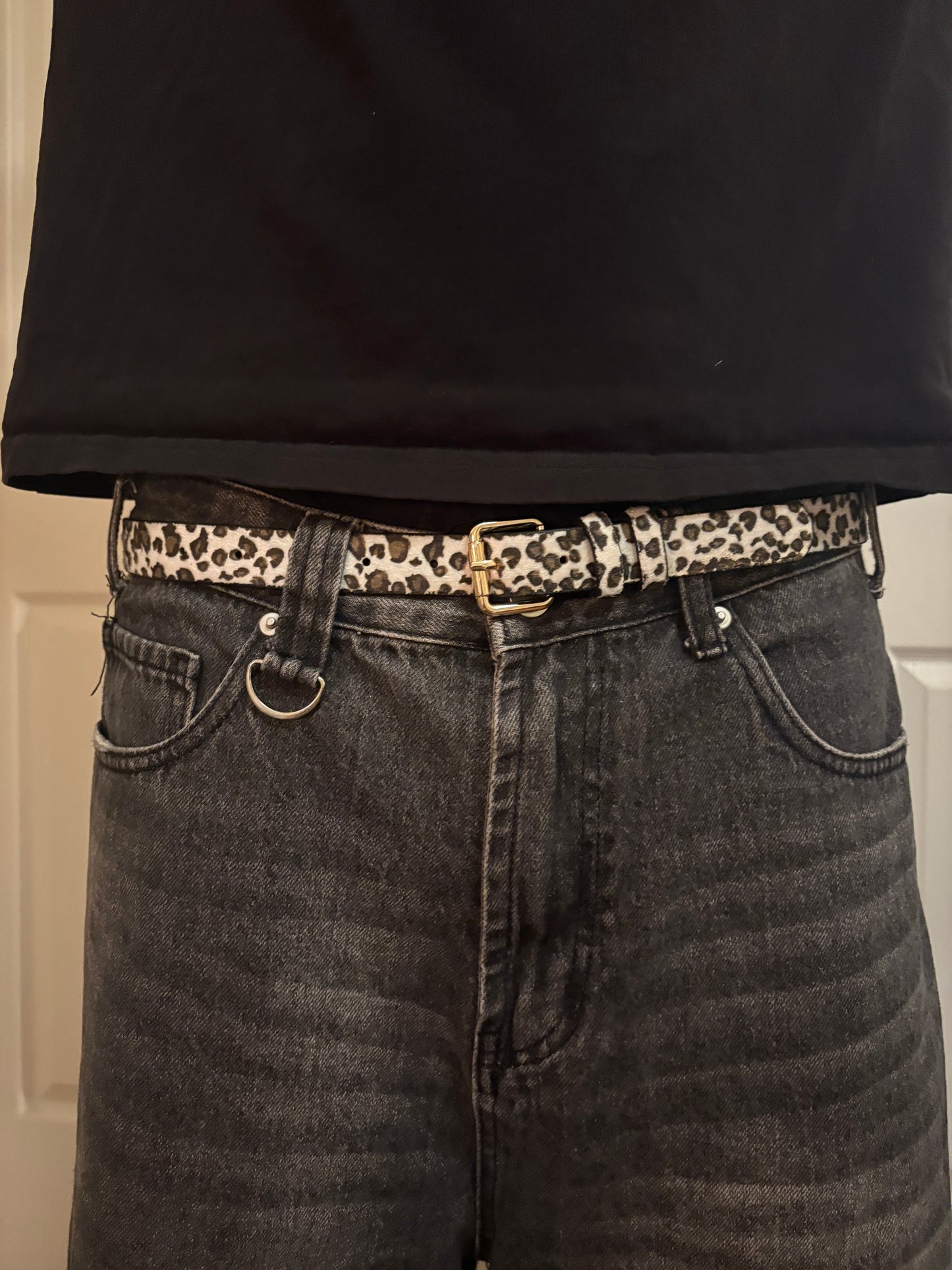 Belt , white leopard cheetah print belt