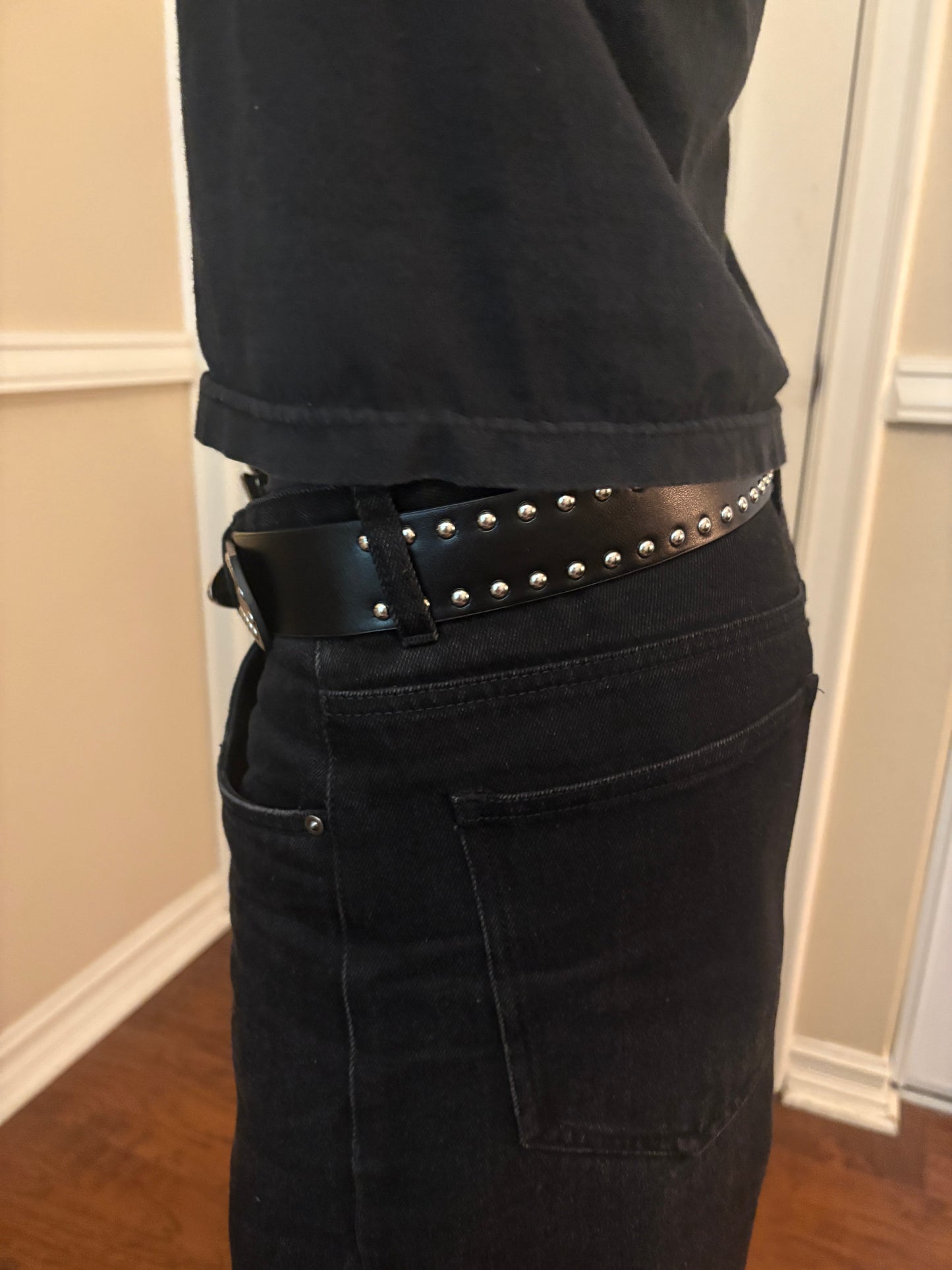 Belt , black studded Saturn heart belt