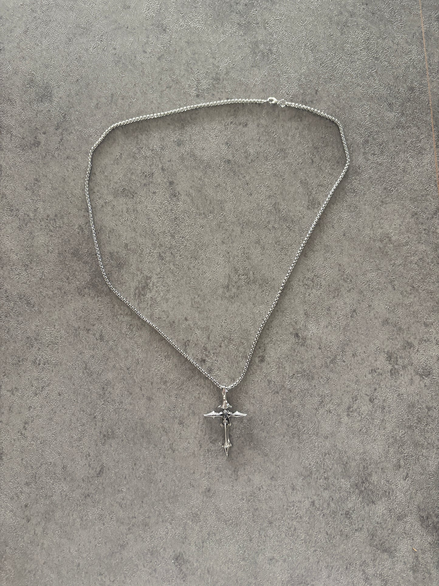 Necklace , Y2K Silver skull cross necklace
