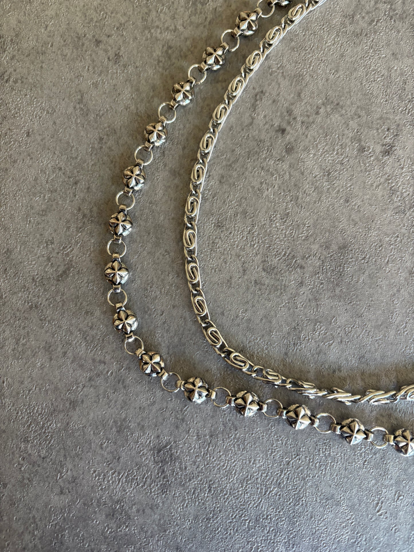 Side chain, Y2K cross double layered chain