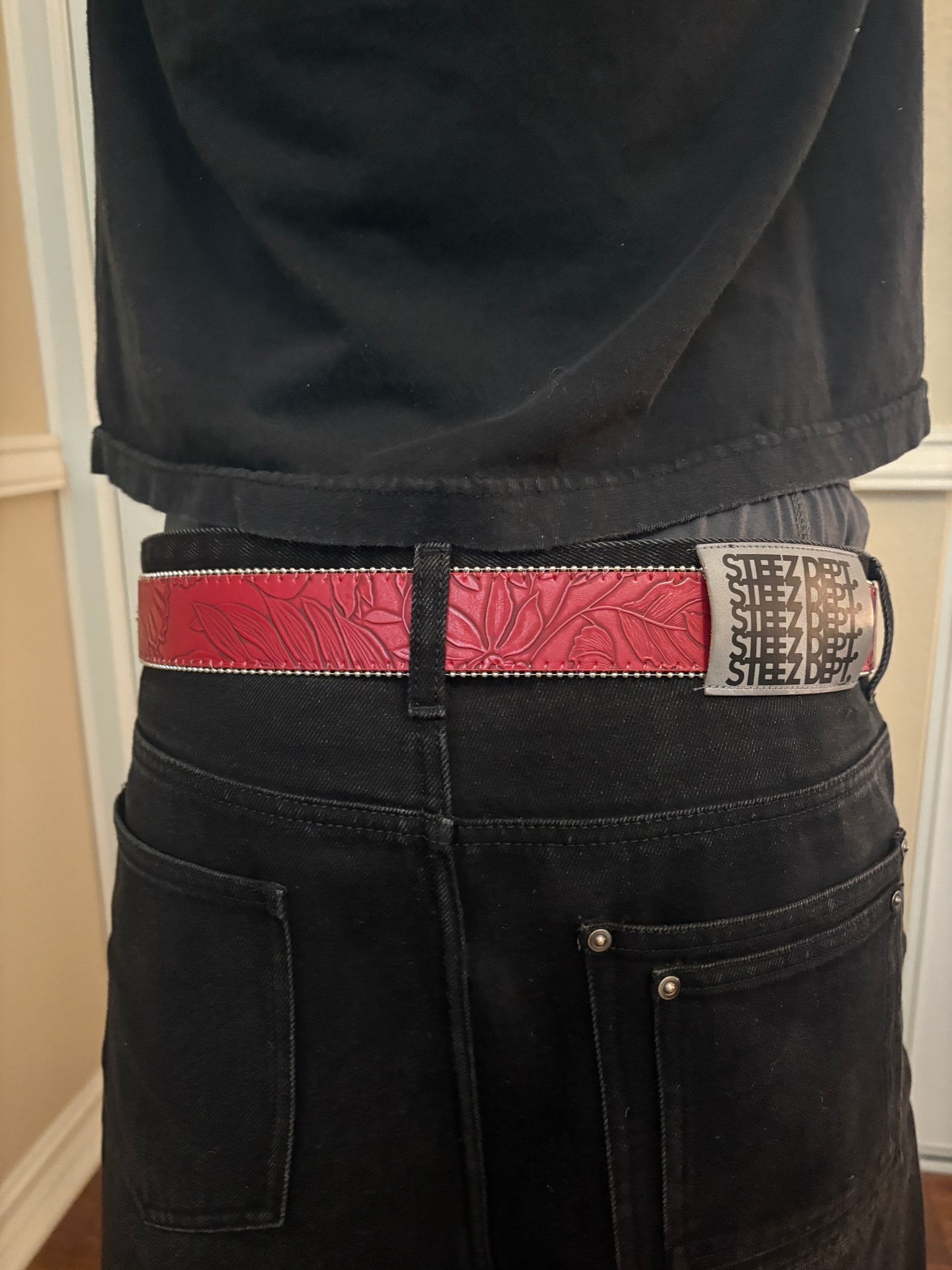 Belt , wine red leaf belt