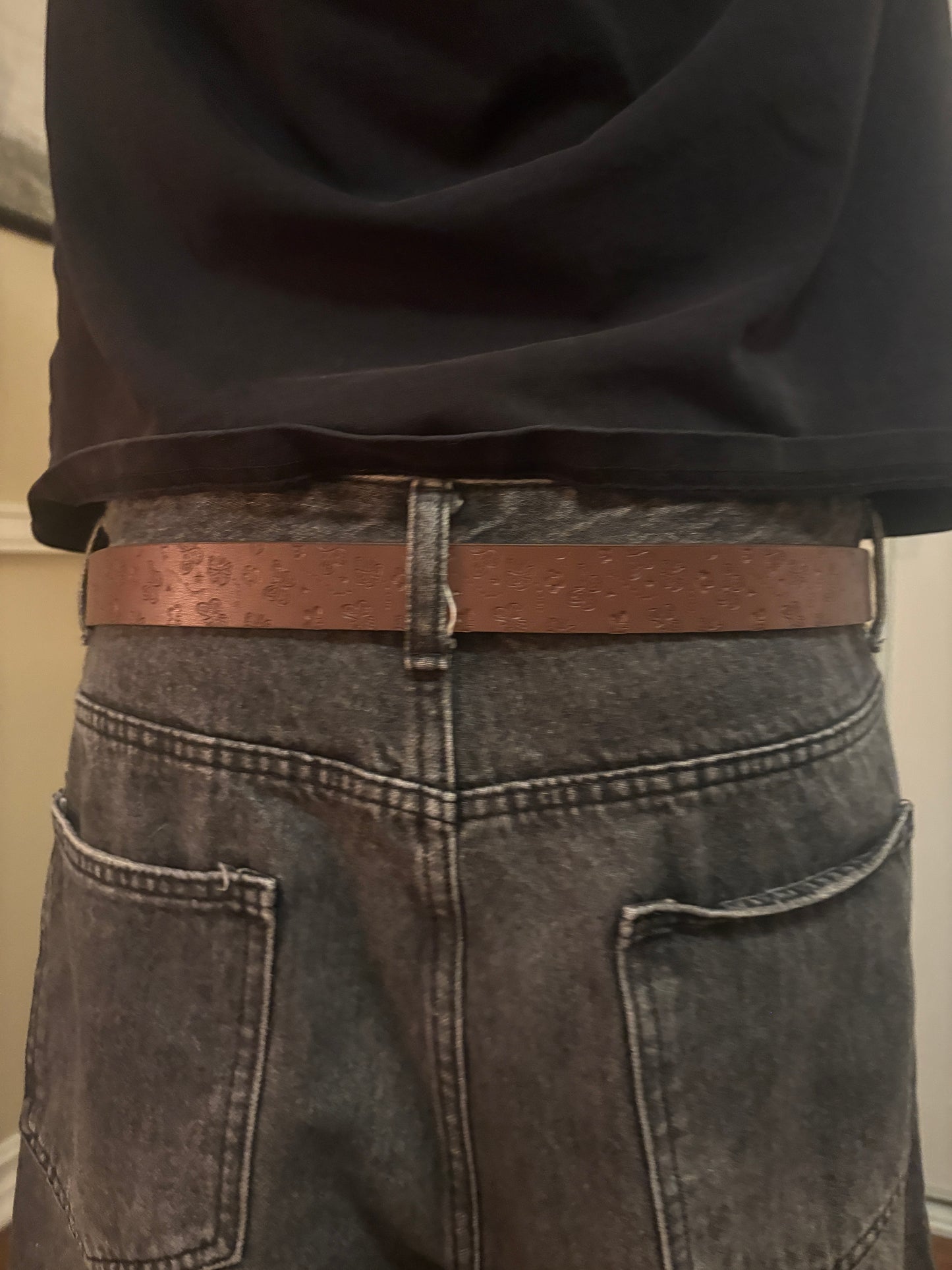 Belt , brown flower butterfly belt