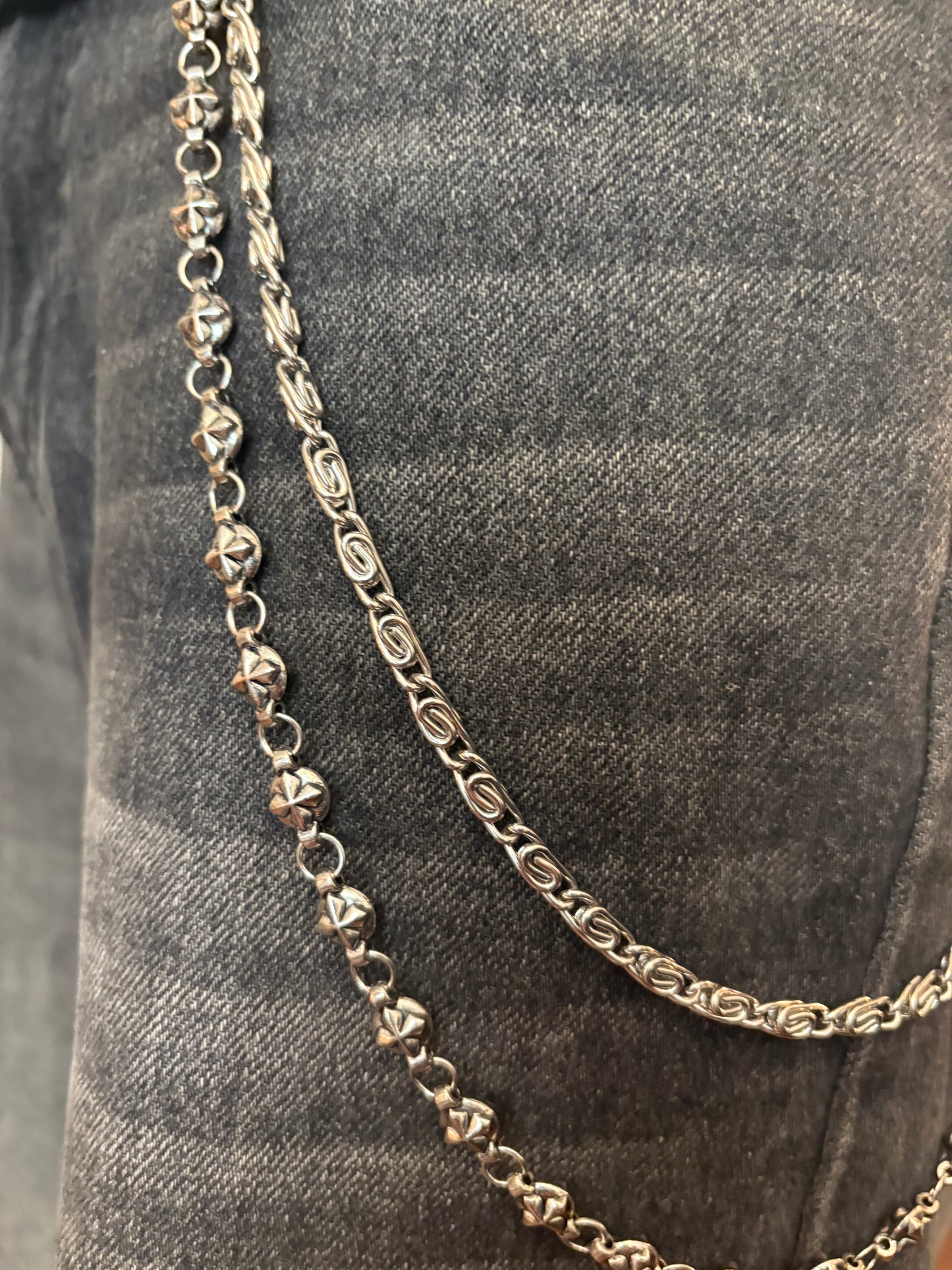 Side chain, Y2K cross double layered chain