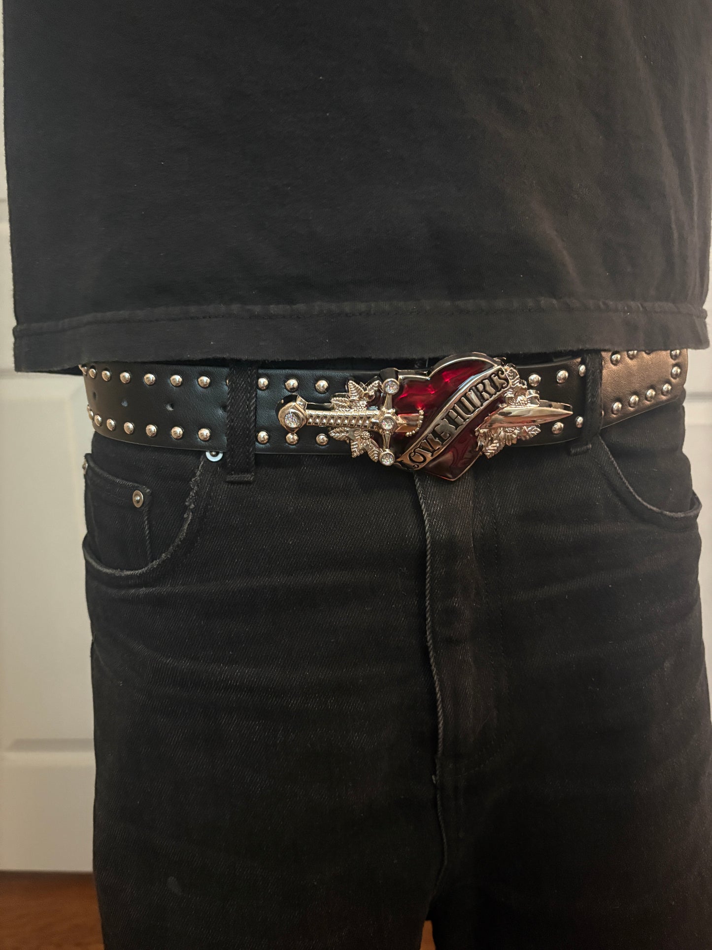 Belt , black studded sword belt