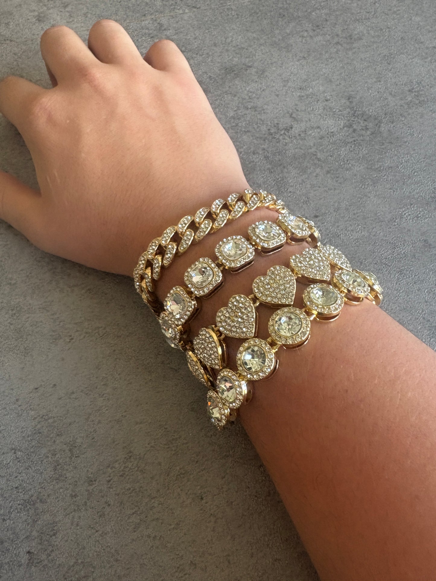 Bracelet , gold bracelet bundle ( heart , Cuban , square , circle )