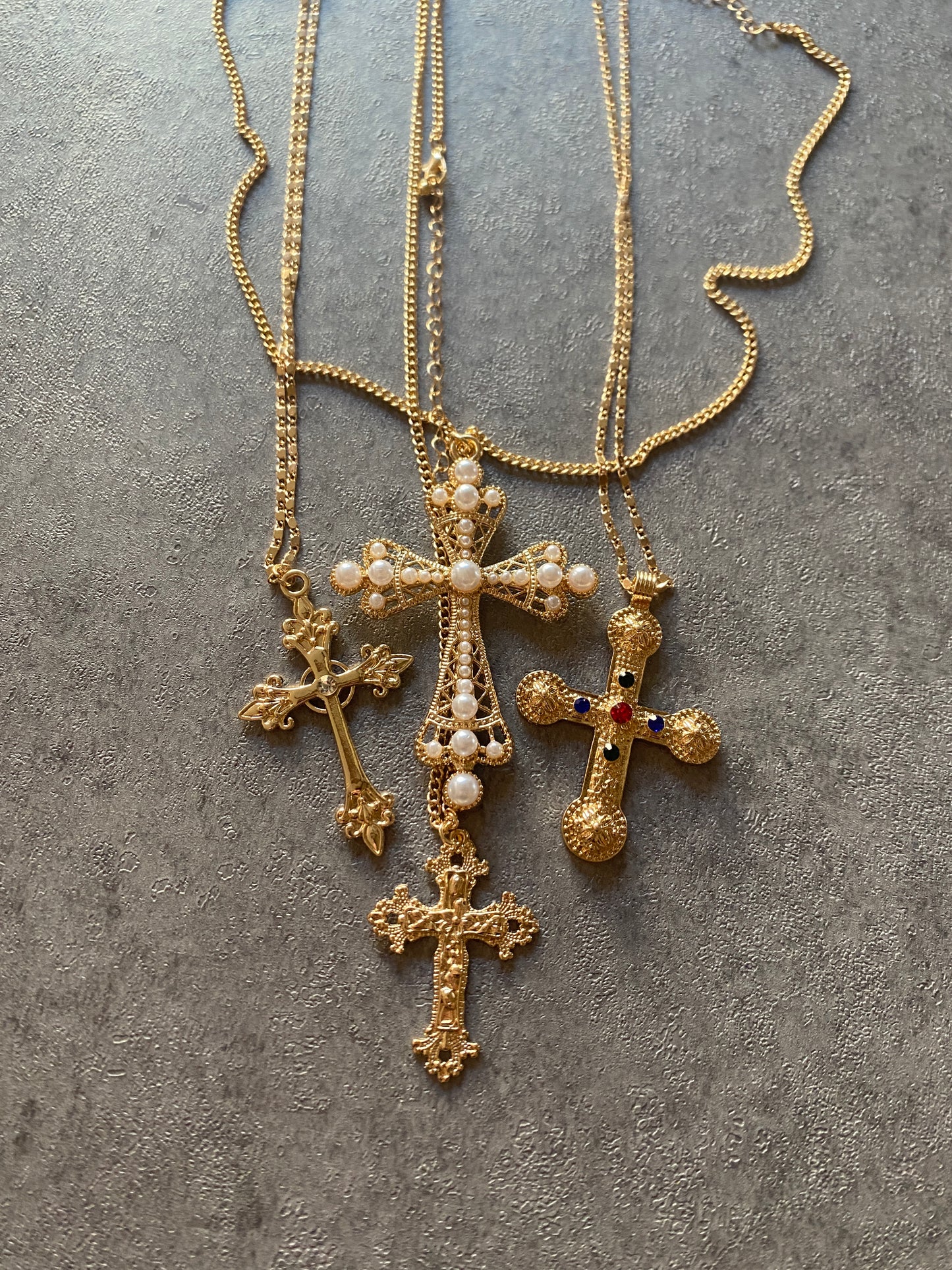 Necklace , Gold cross necklace bundle (4)