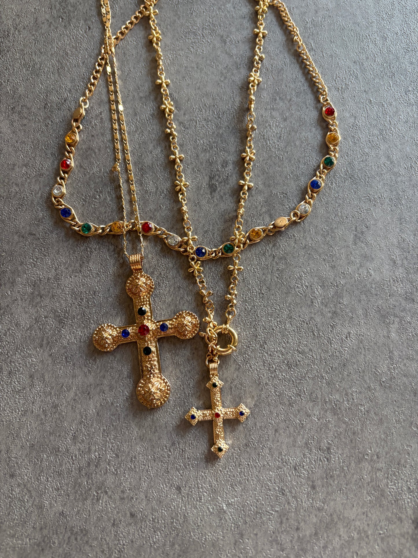 Necklace , Gold cross gemstone bundle (3)