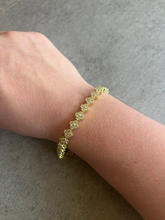 Bracelet , gold flower rhinestone bracelet