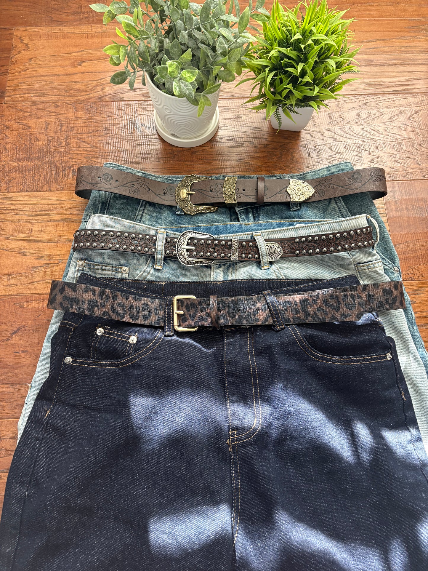 Belt, brown floral gold buckle belt