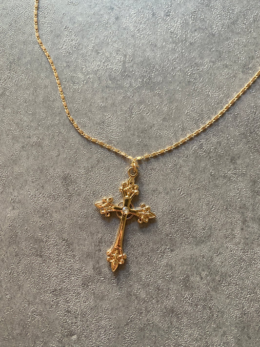 Necklace , Crystal gold cross chain