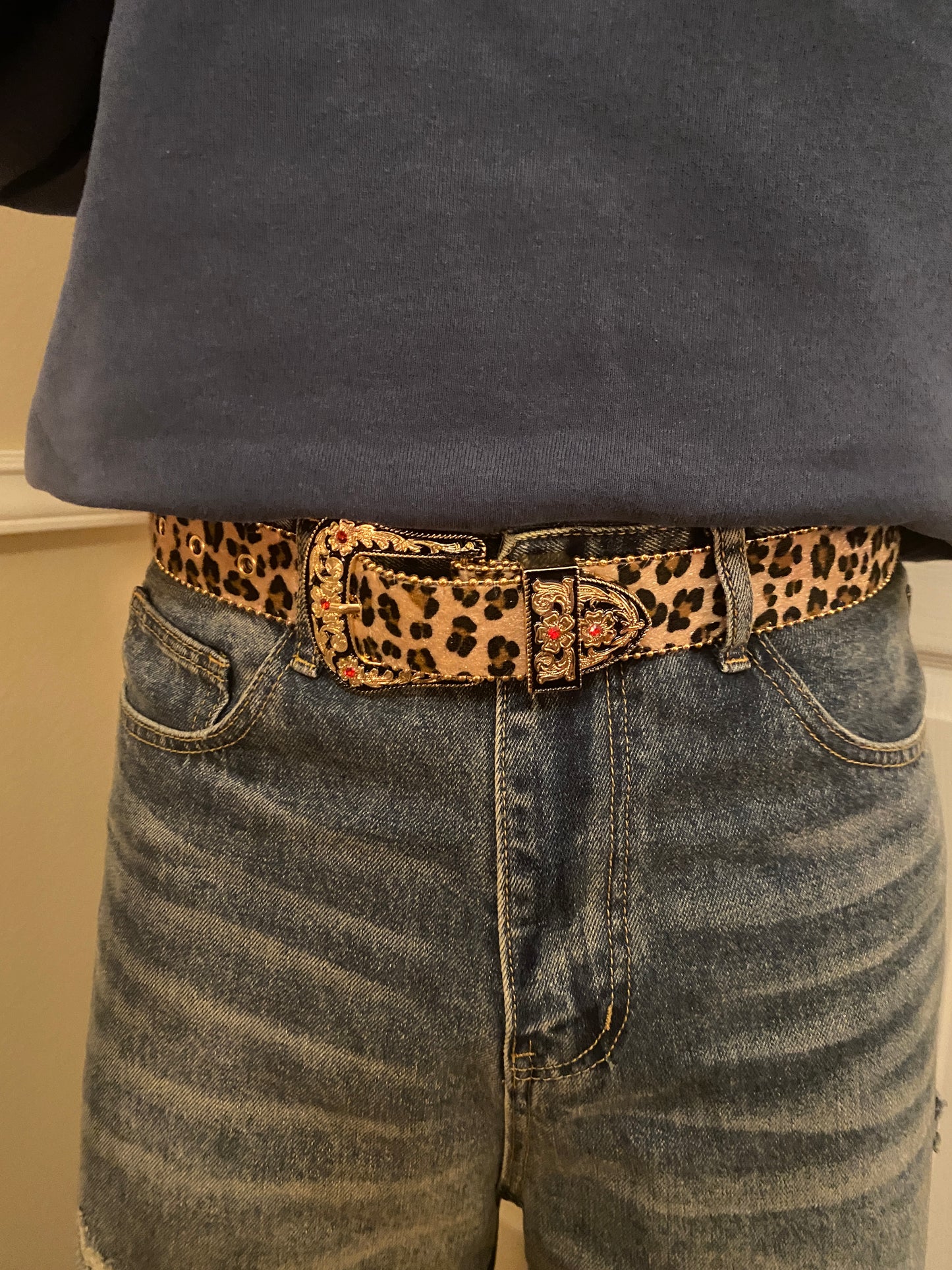 Belt , Cheetah print flower belt