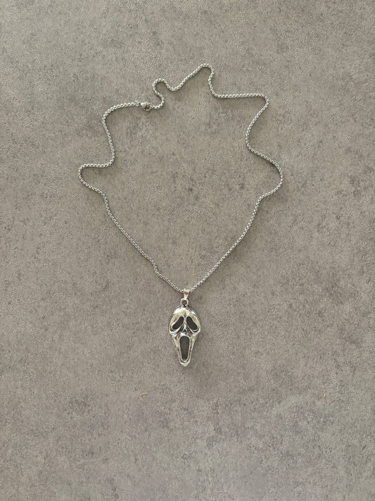 Necklace, Silver ghost face necklace