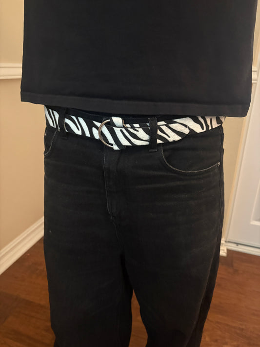 Belt , white zebra print belt