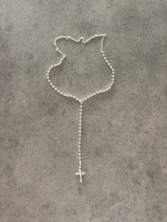 Necklace, Silver rhinestone crystal necklace