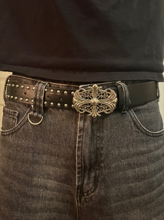 Belt , studded chrome cross belt