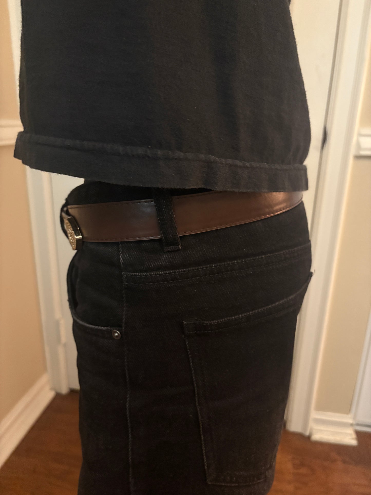 Belt , brown gold buckle basic belt