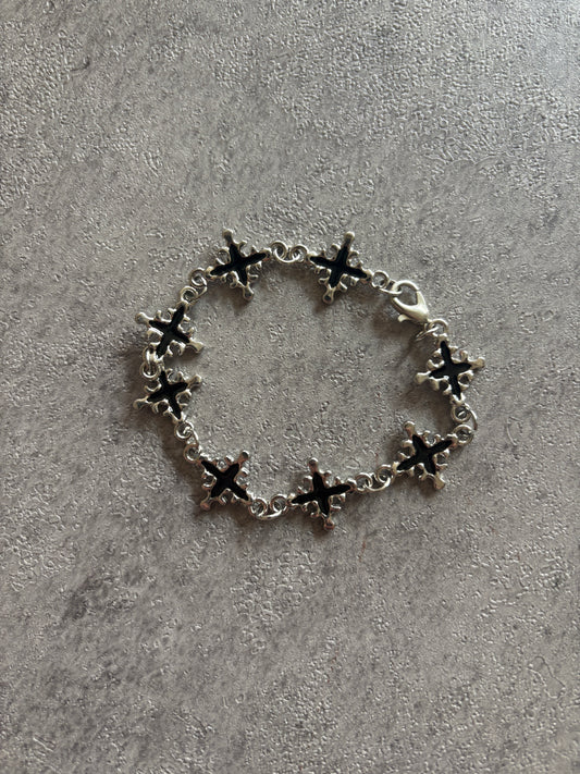Bracelet , Y2K silver black cross bracelet